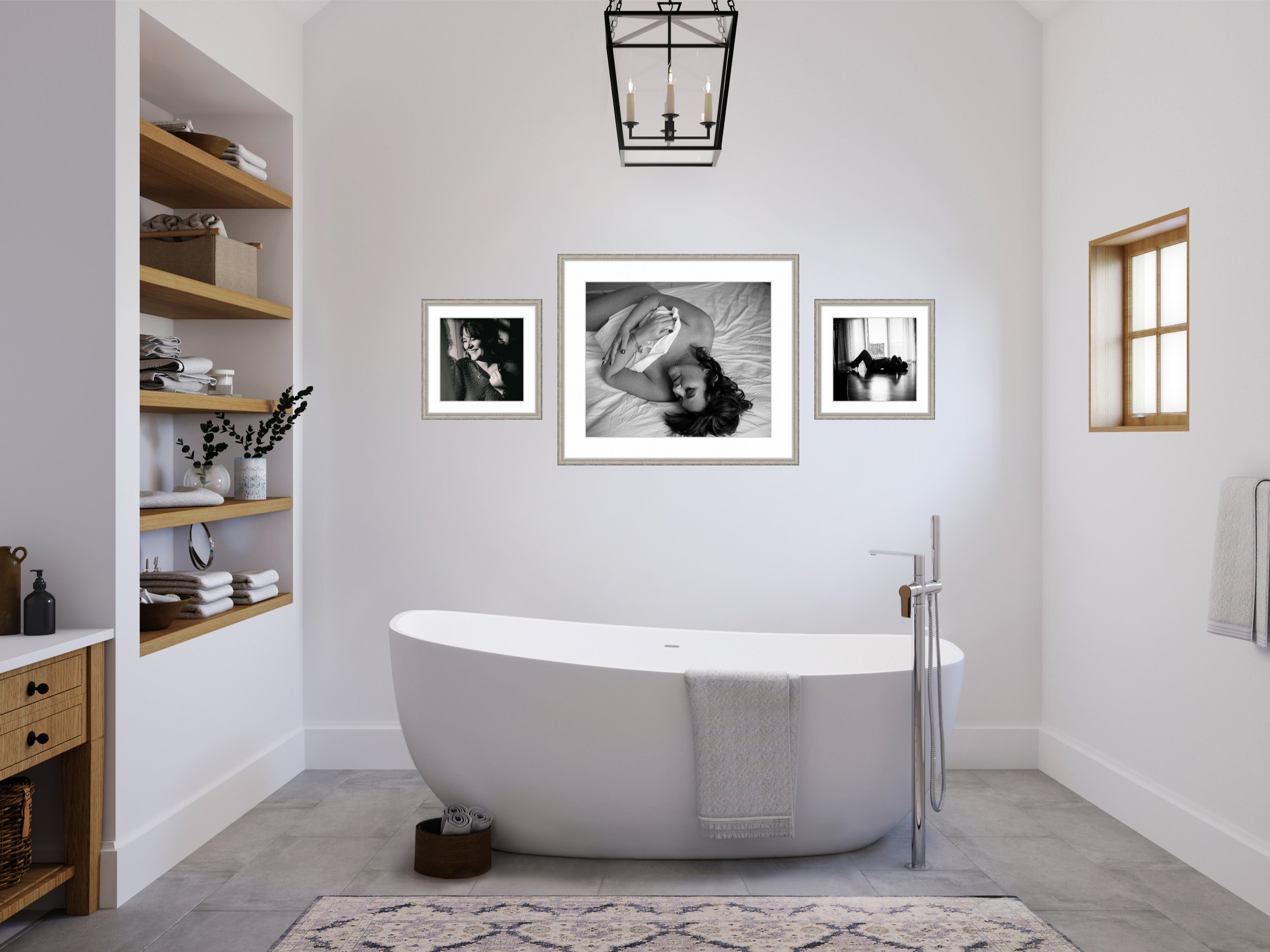 Bathtub with boudoir photos