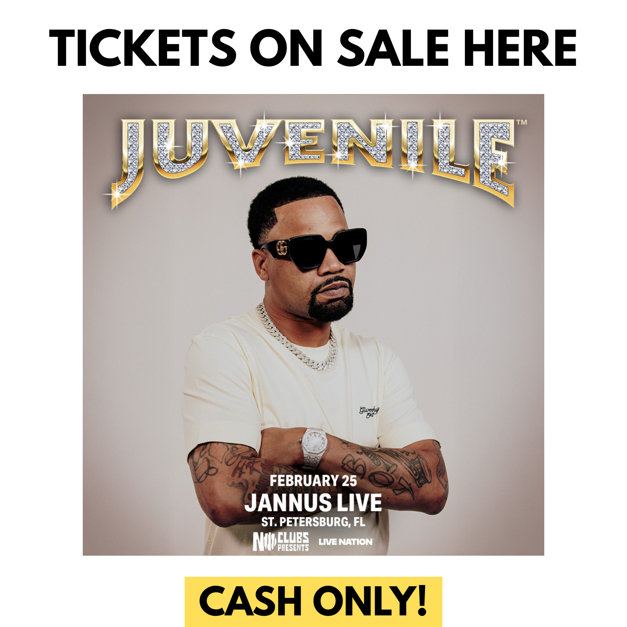 Juvenile Tickets on Sale at Daddy Kool Records.png