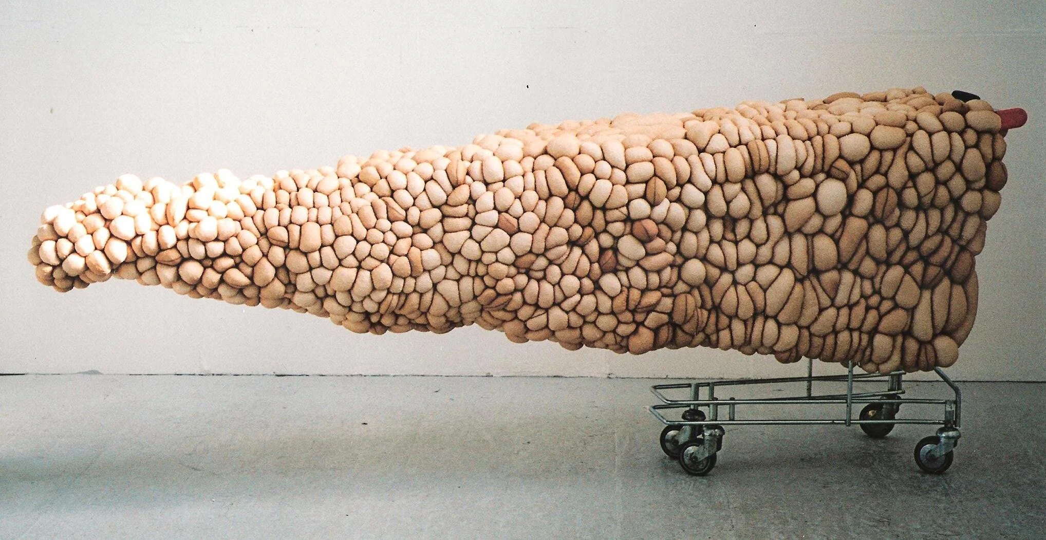 Ram (2005) Shopping trolley – polystyrene beads, nylon tights. Length 2 m 60 X depth 55 cm X height 97 cm