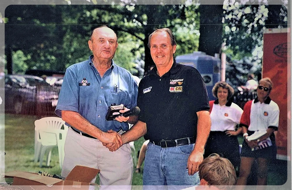 Legendary race promoter Gus Traeder and South Park Legend Mike Birdsell, veteran of every race run in South Park (1997).