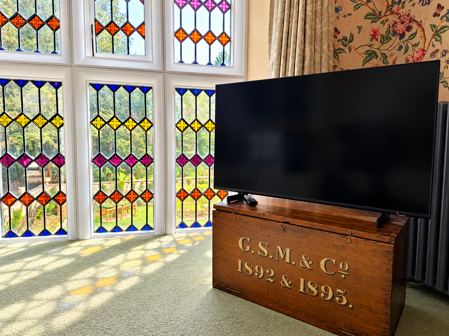 Stained Glass and Vintage TV Corner.png