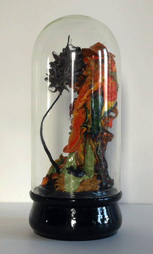 "As if I were Adam" 12" x 5" diameter, Oil on Wood + Vitrine, #438, 2010