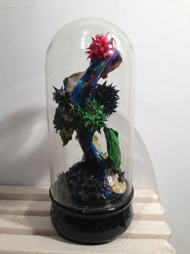 "the ultimate manifestation" 10-1/2" x 4-1/2" diameter, Oil on Wood + Vitrine, #415, 2013