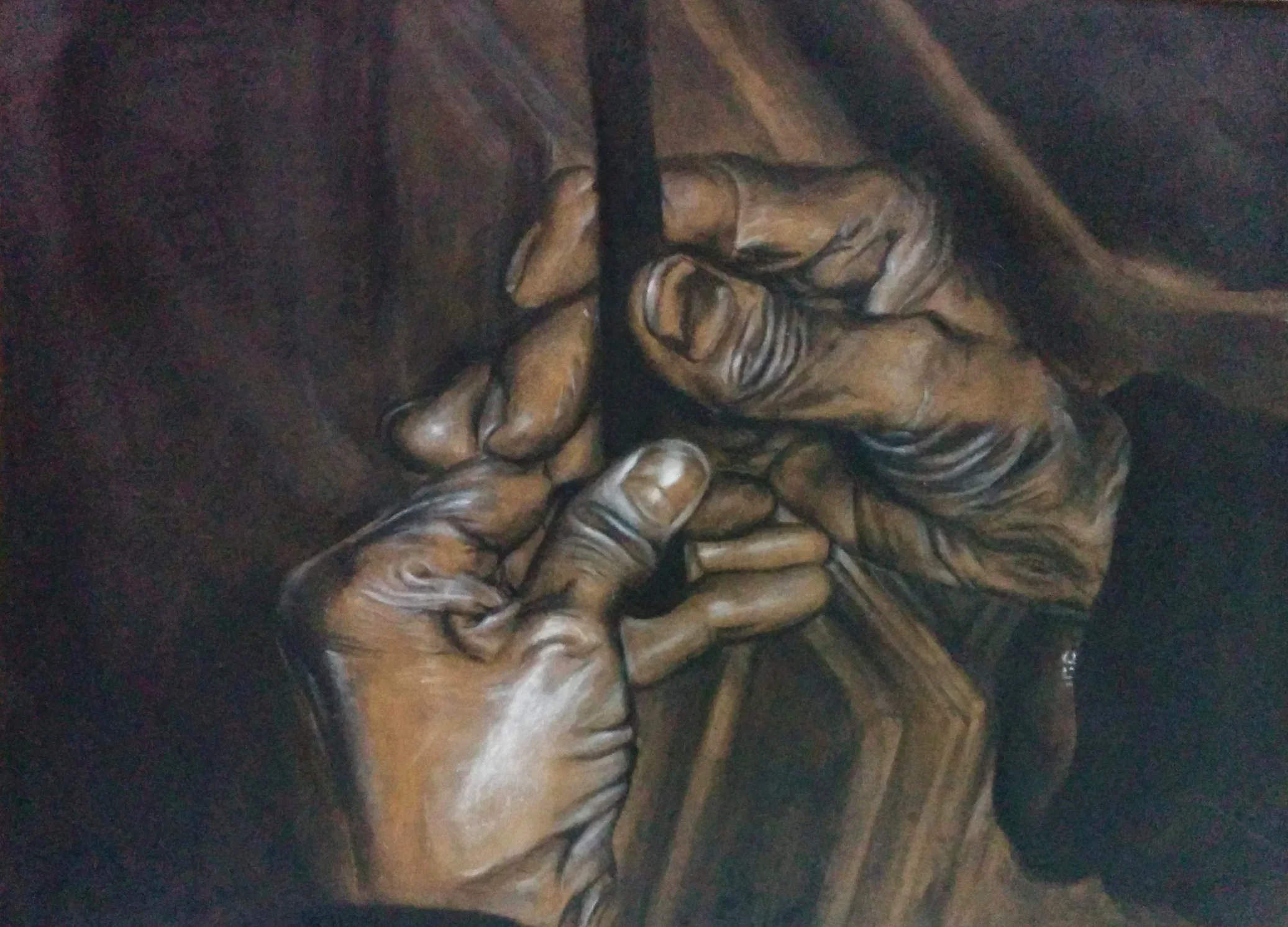 charcoal on brown paper