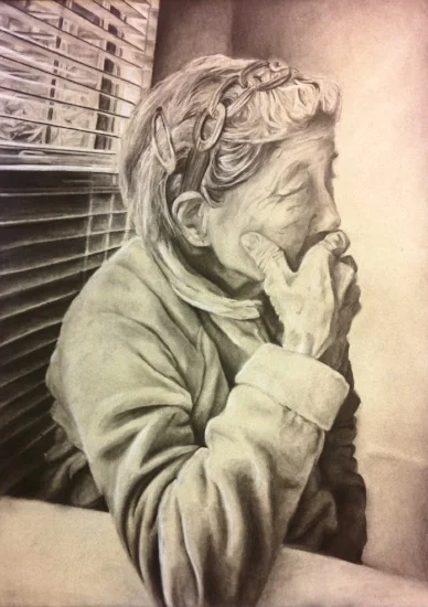 charcoal on toned paper