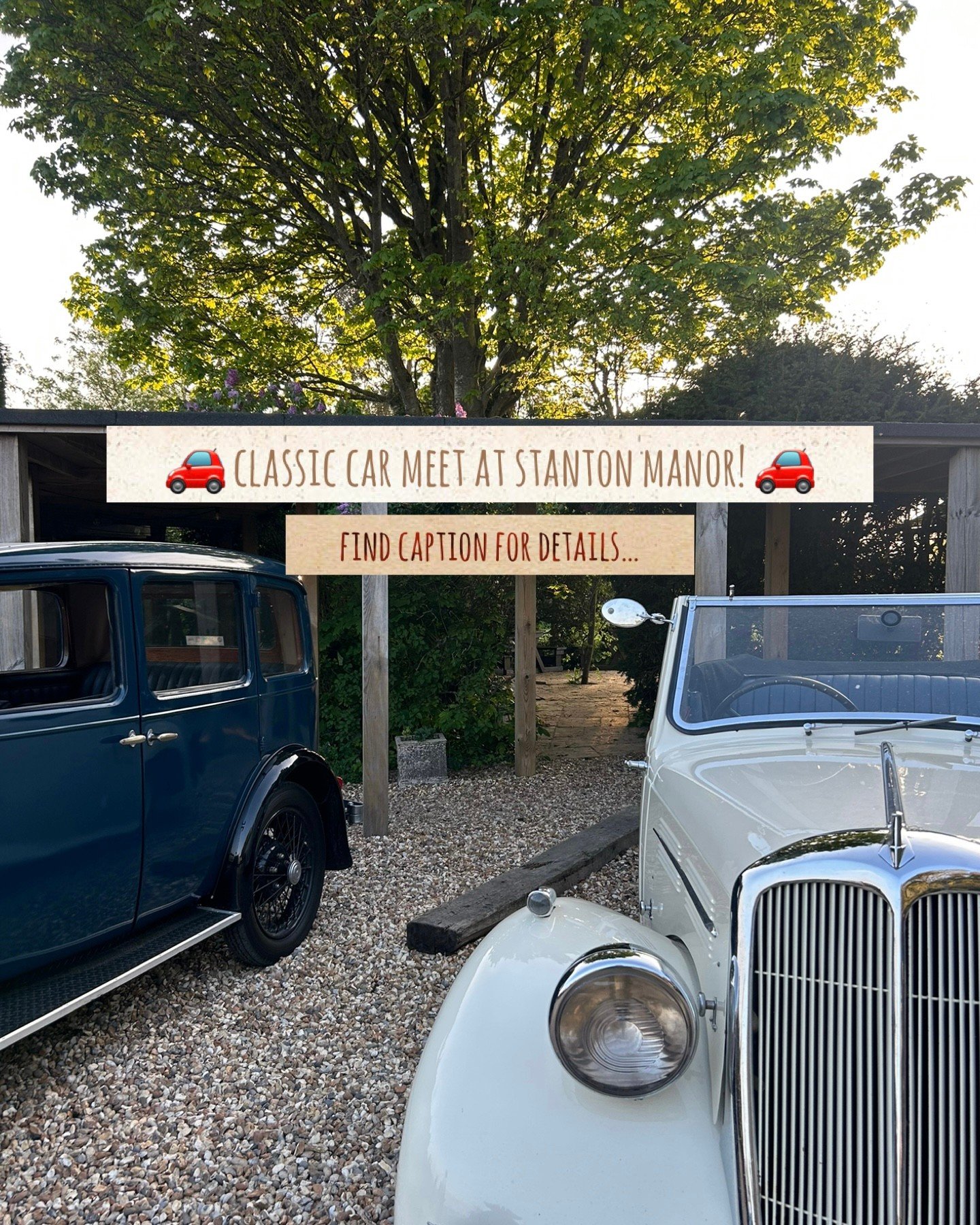 🚗✨Classic Car Meet at Stanton Manor✨🚗

Calling all car lovers! Join us this Thursday 29th May from 6pm for our Classic Car Meet - continuing on every last Thursday or the Month after a fantastic first gathering.⭐️

Bring your pride and joy to show 