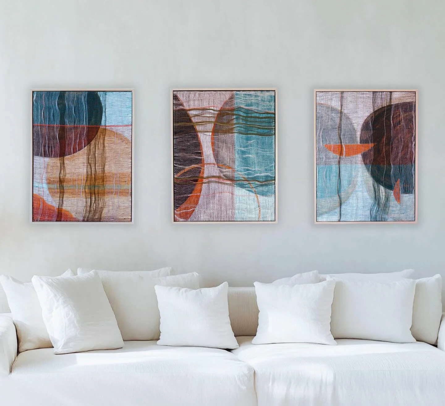 A new series of handwoven &amp; painted pieces. 
&lsquo;Fields of Play&rsquo; is about returning to the innate joy and playfulness within ourselves. 🙂

Each measures 19&rdquo; x 25&rdquo;, handwoven fibers over acrylic painted canvas.