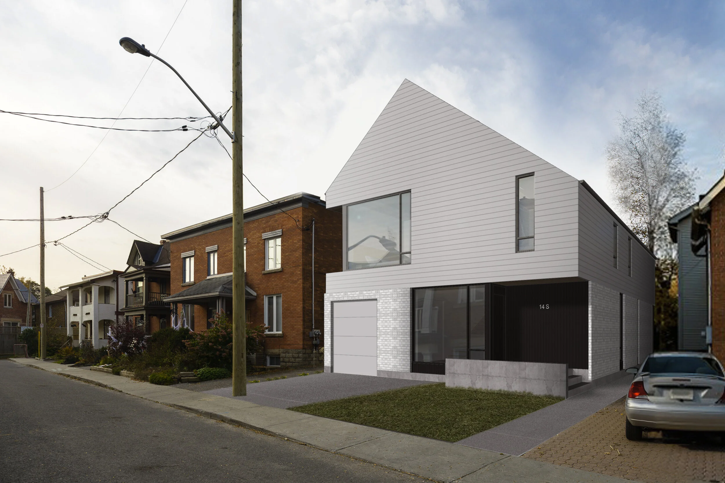 sandridge house is a two-storey infill property that maximizes functionality while quietly inserting itself into a vernacular context 