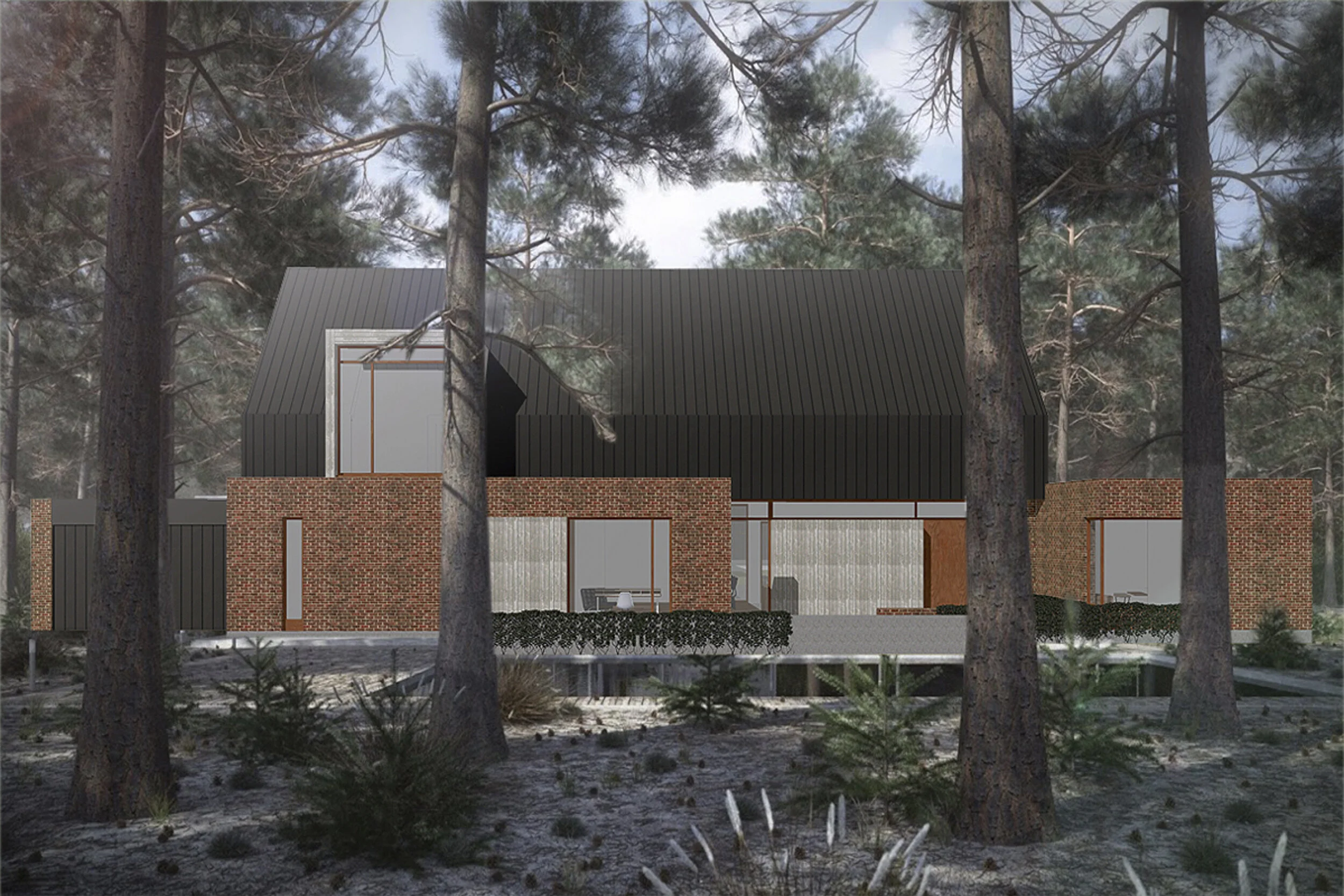  oriole house straddles between a home and cottage, nestled in a deeply forested setting that secludes the home and emphasizes its ephemeral intimate qualities 