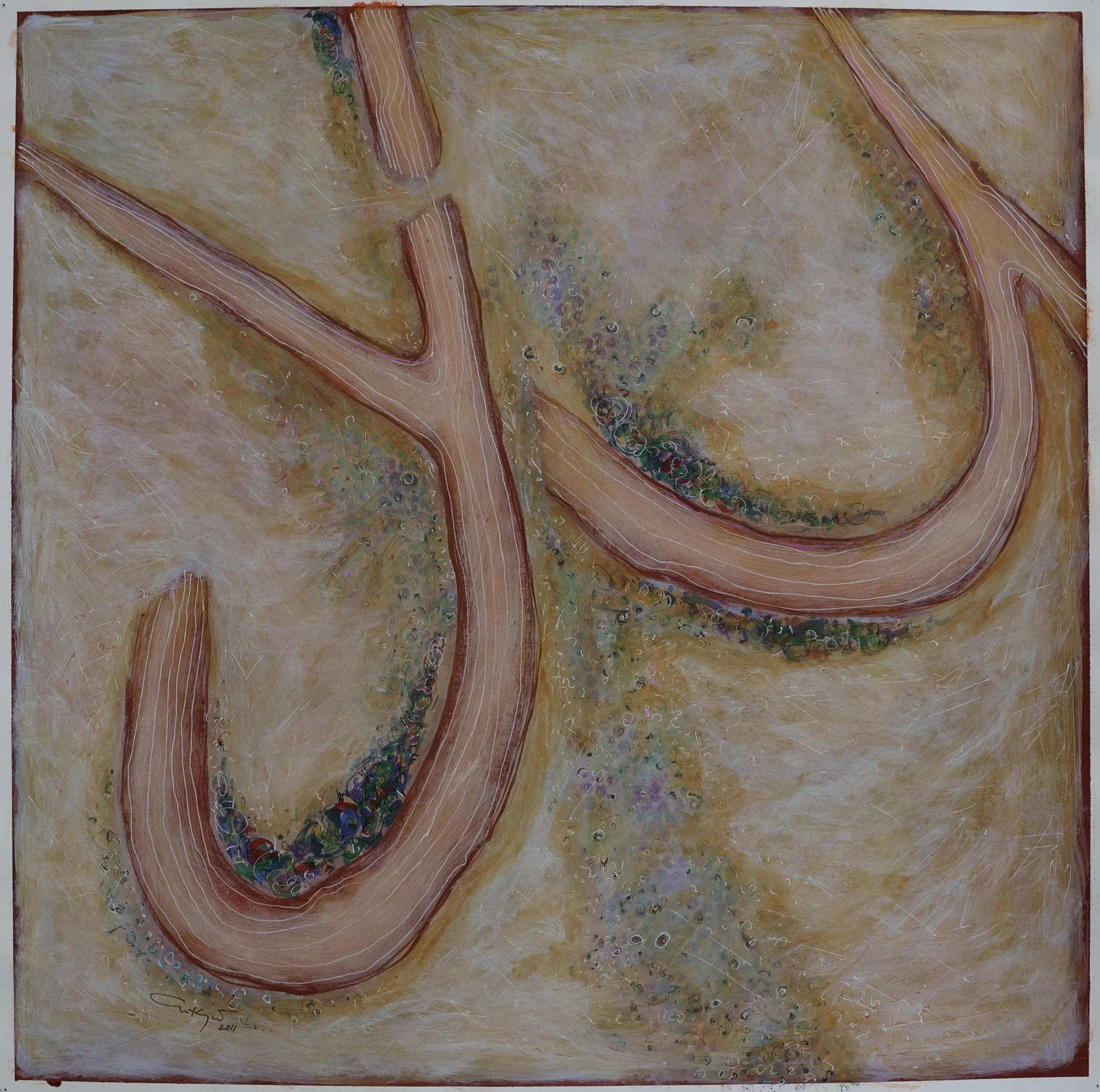 'Simpson Desert', 2011, mixed media on paper, 50 x 50 cm — $400