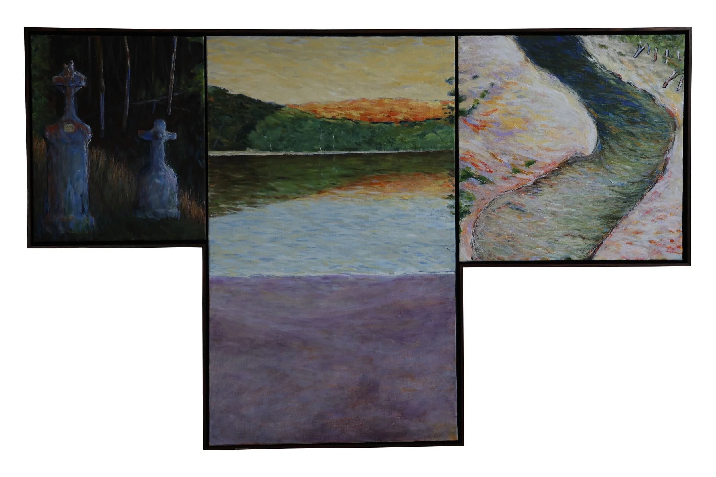 'Towamba River Sandbar', 2017, oil on canvas, 92 x 146 cm (framed) — $1,500