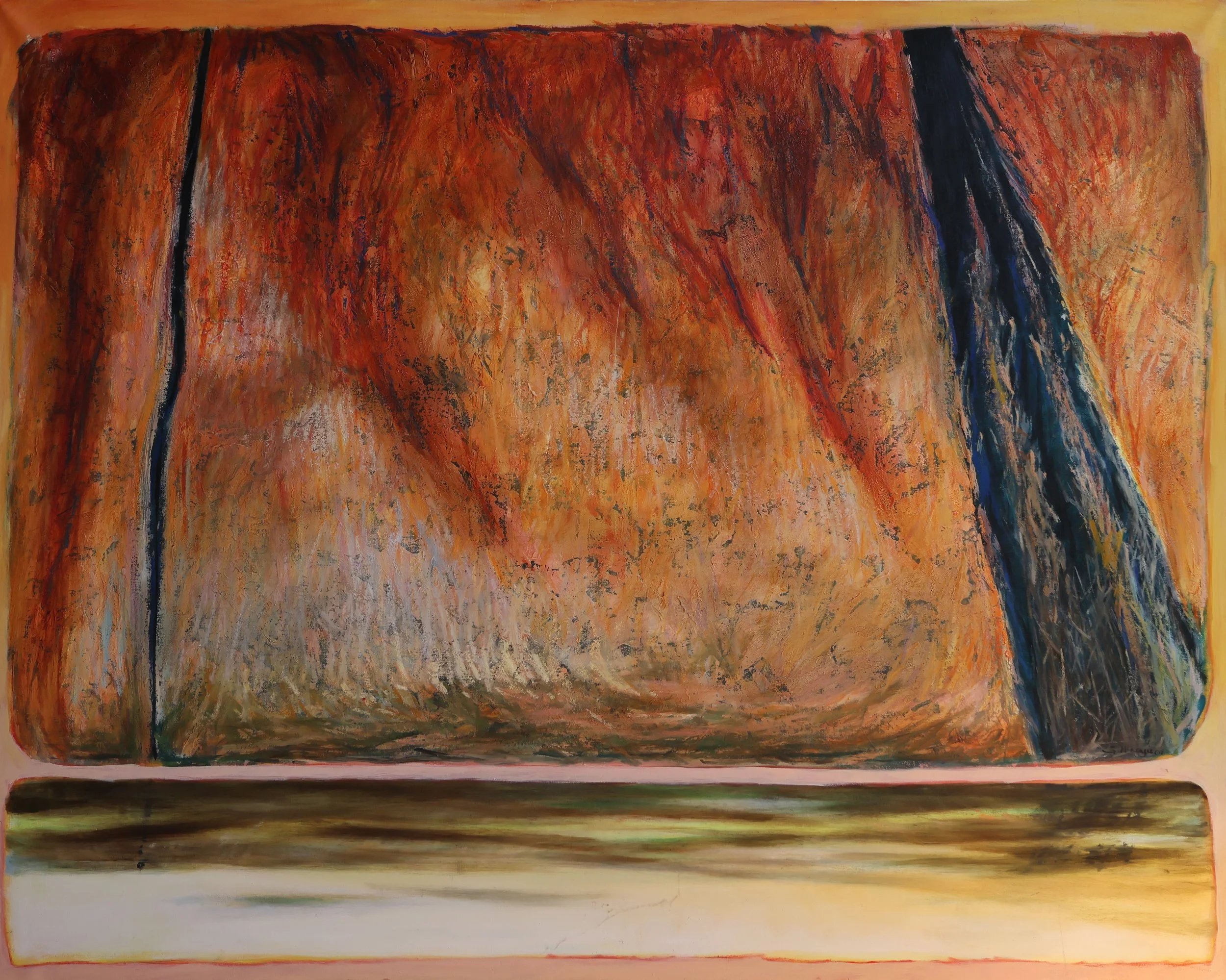 'Uluru (Orange Green)', 2001, oil on linen, 122 x 152 cm — $1,500