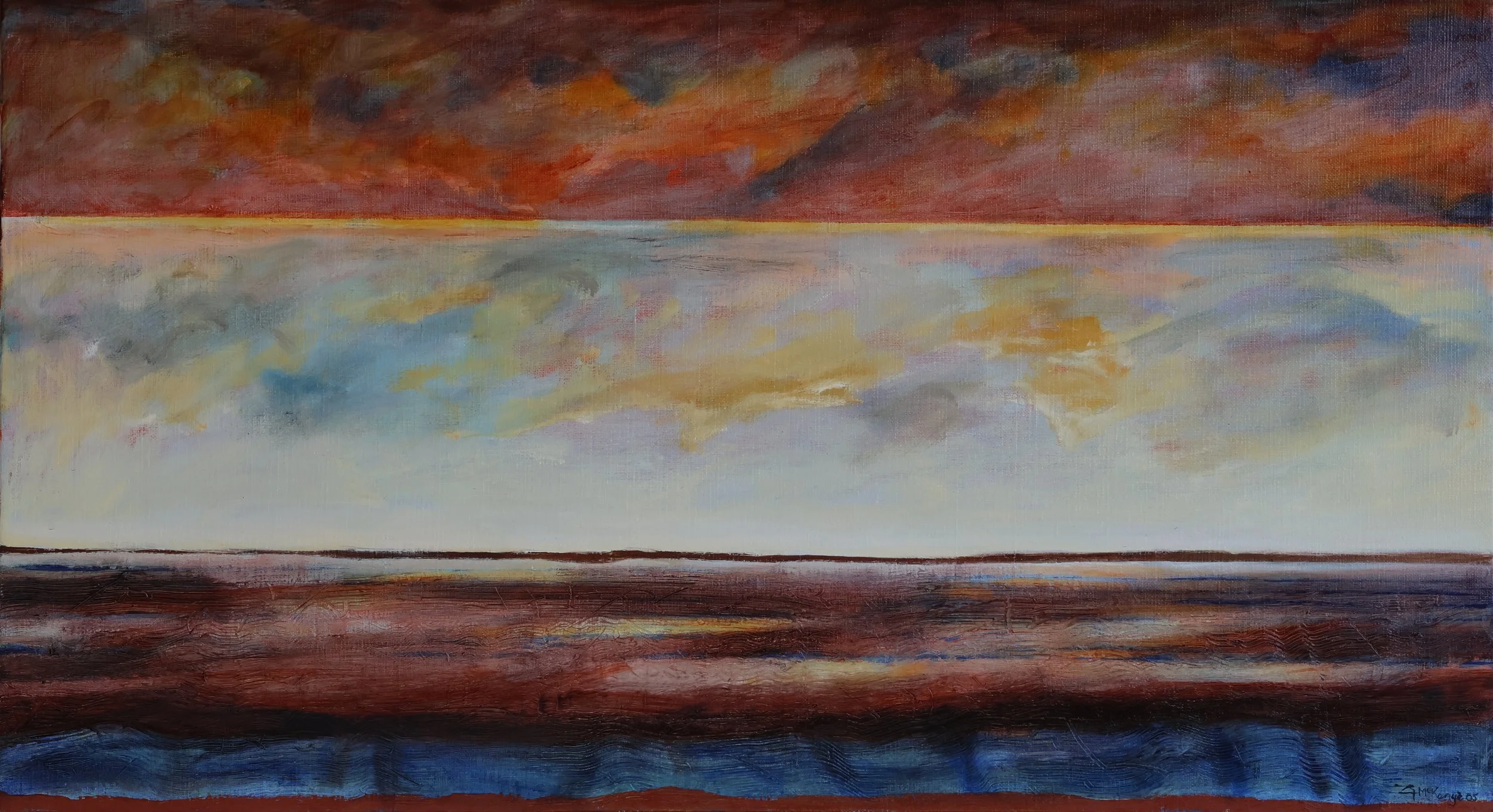 'Towards the Sun (Lake Eyre)', 2005, acrylic and oil on canvas, 50.5 x 91 cm — $700