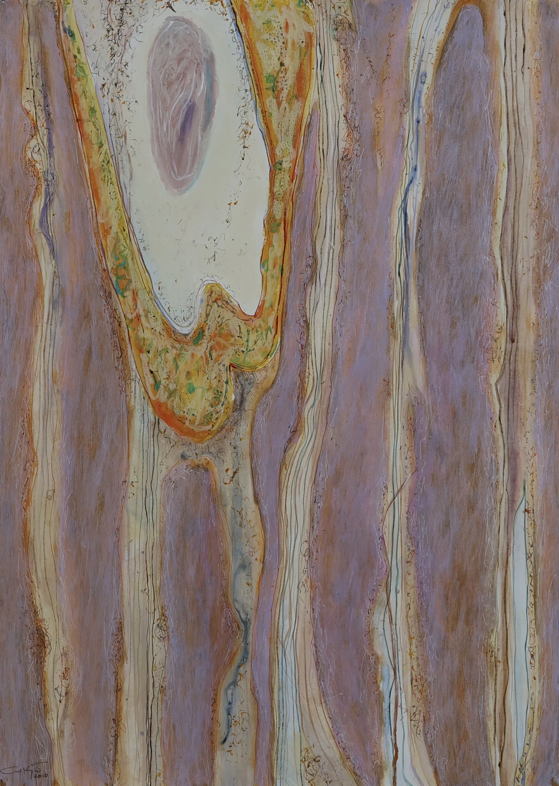 'Pink Salt Pan', 2010, mixed media on paper, 70 x 50 cm — $400