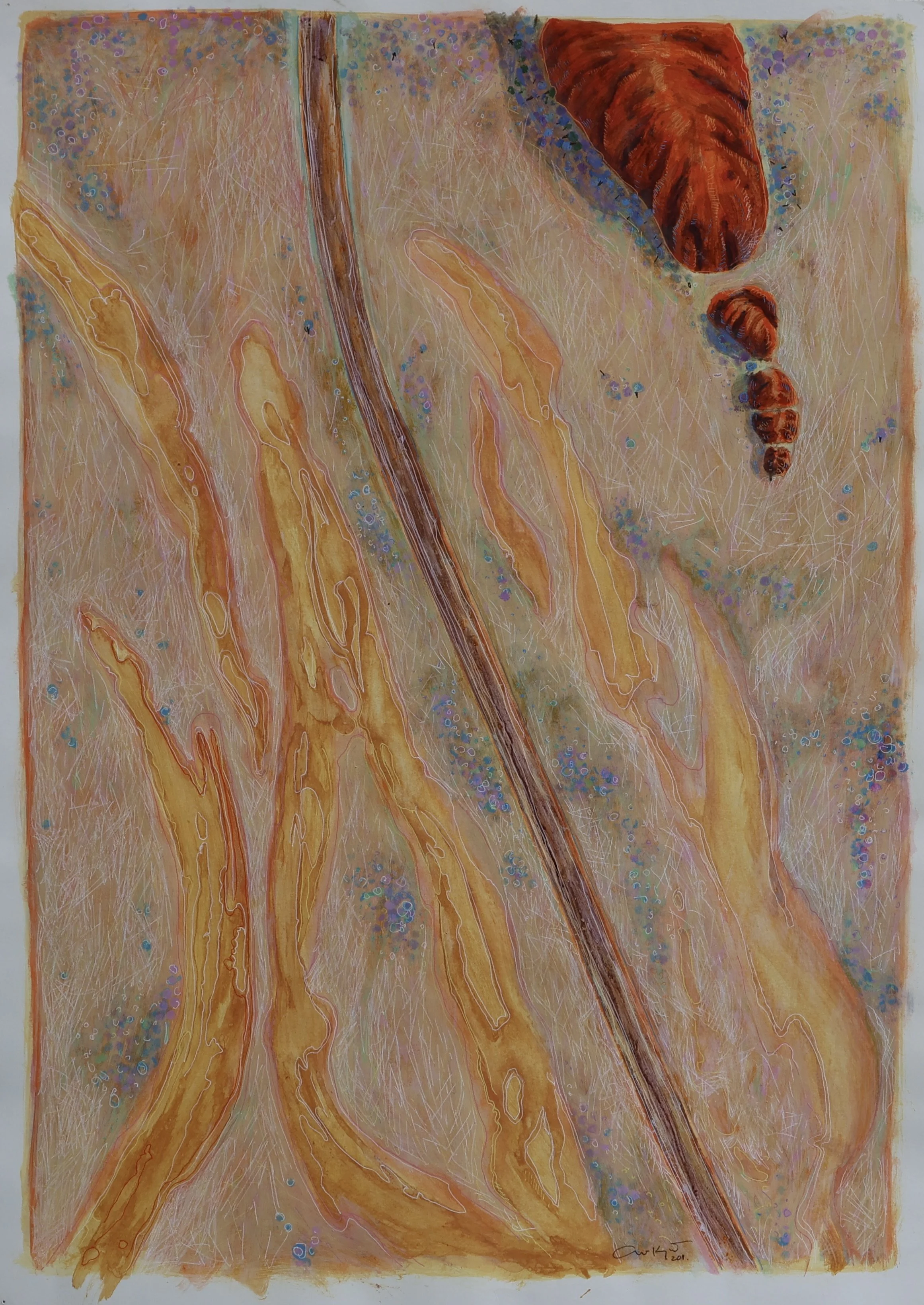 'Musgrave Ranges 2 – Near Wolfe, Western Australia', n.d., mixed media on paper, 70 x 50 cm — $400