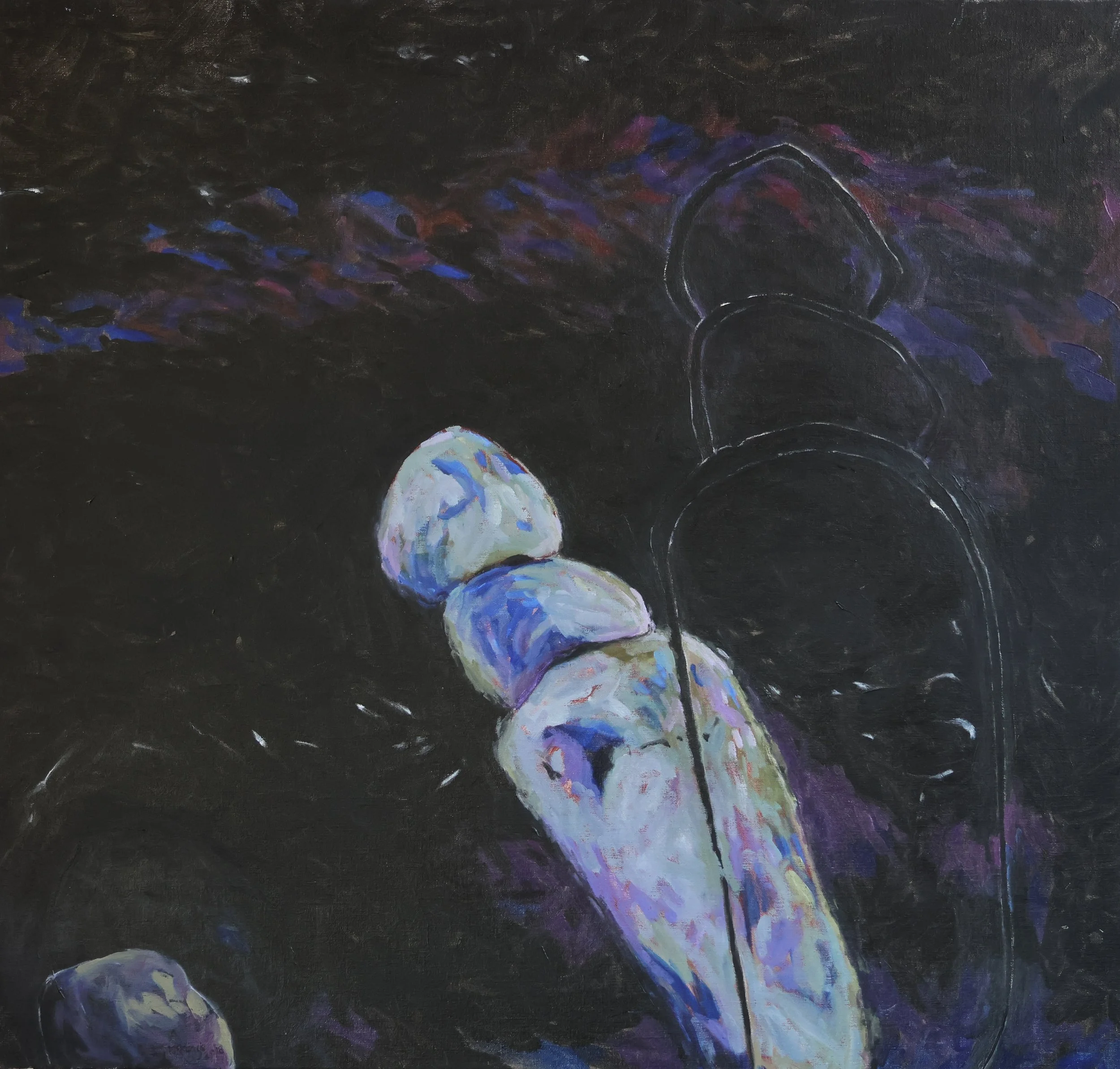 'Night Sentinel', 2018, oil on canvas, 92 x 97 cm — $900