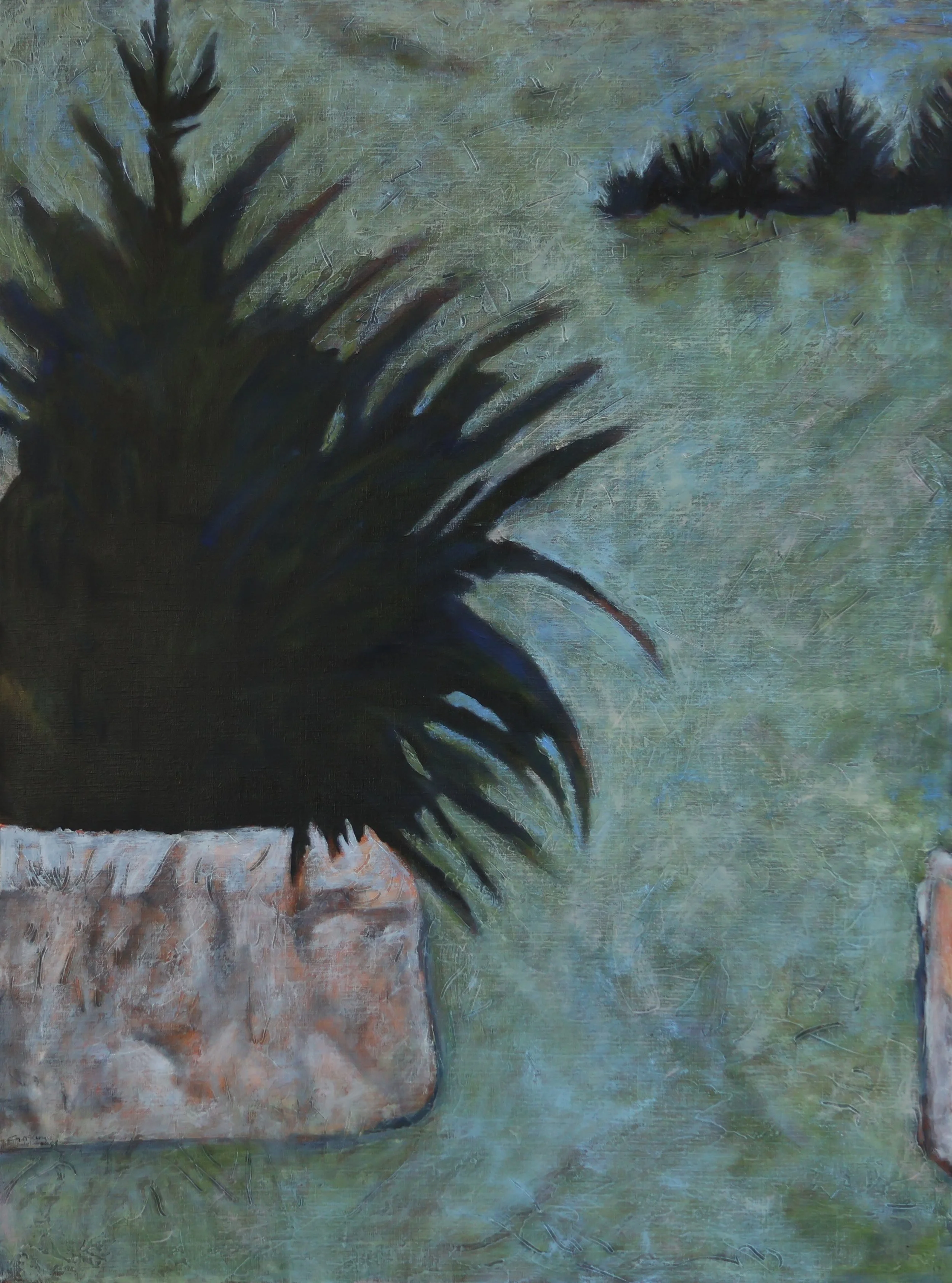 'Dry Stone Wall', 2004, acrylic and oil on canvas, 91 x 122 cm (framed) — $1,200