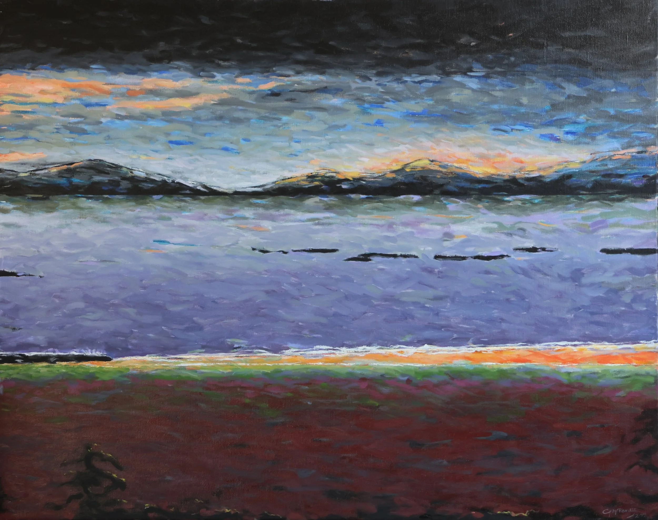 'Huon River Night', 2018, oil on canvas, 97 x 120 cm — $1,200