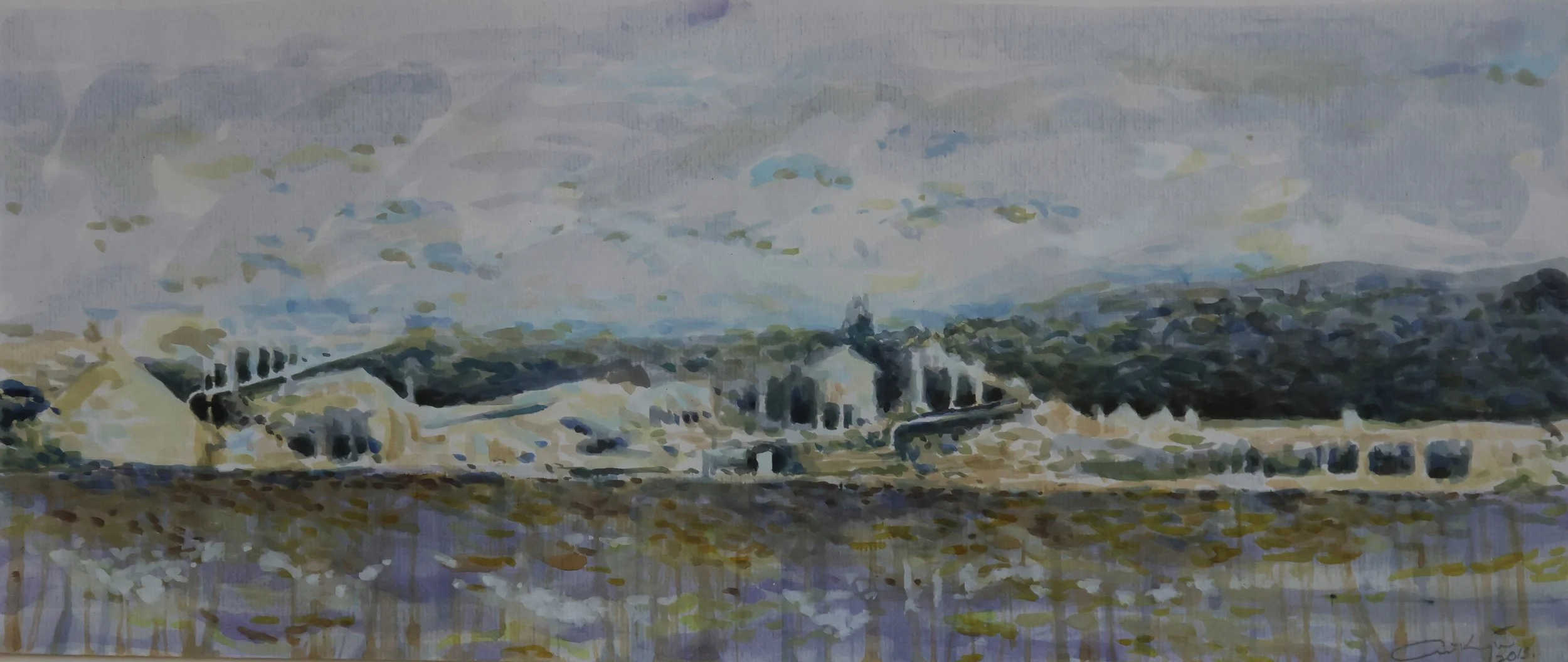 'Zinc Smelter', 2013, gouache on paper, 61 x 33 cm (framed) — $600