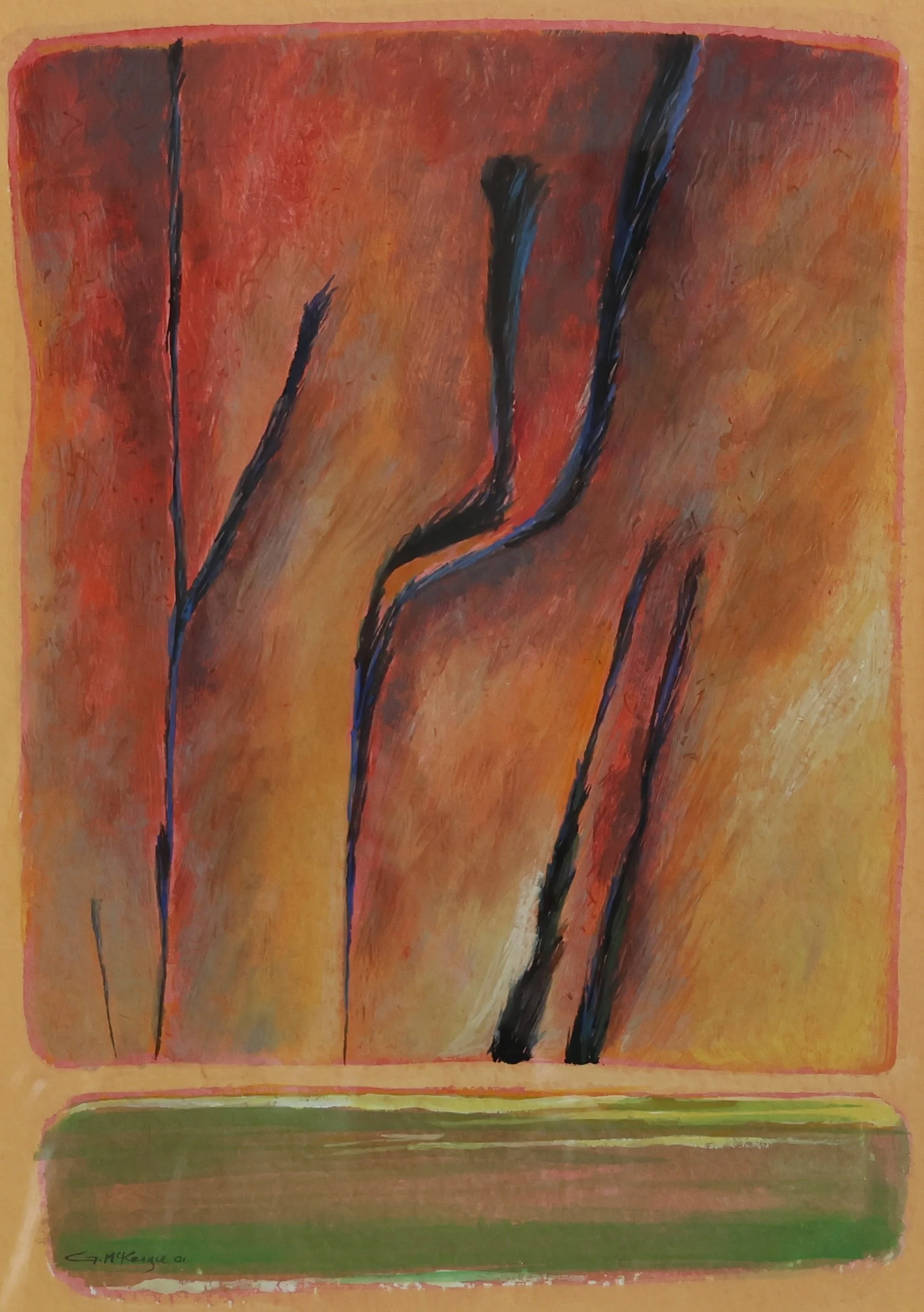 'Uluru Study 3 (Orange Green)', 2002, gouache on paper, 45 x 32 cm (framed) — $450