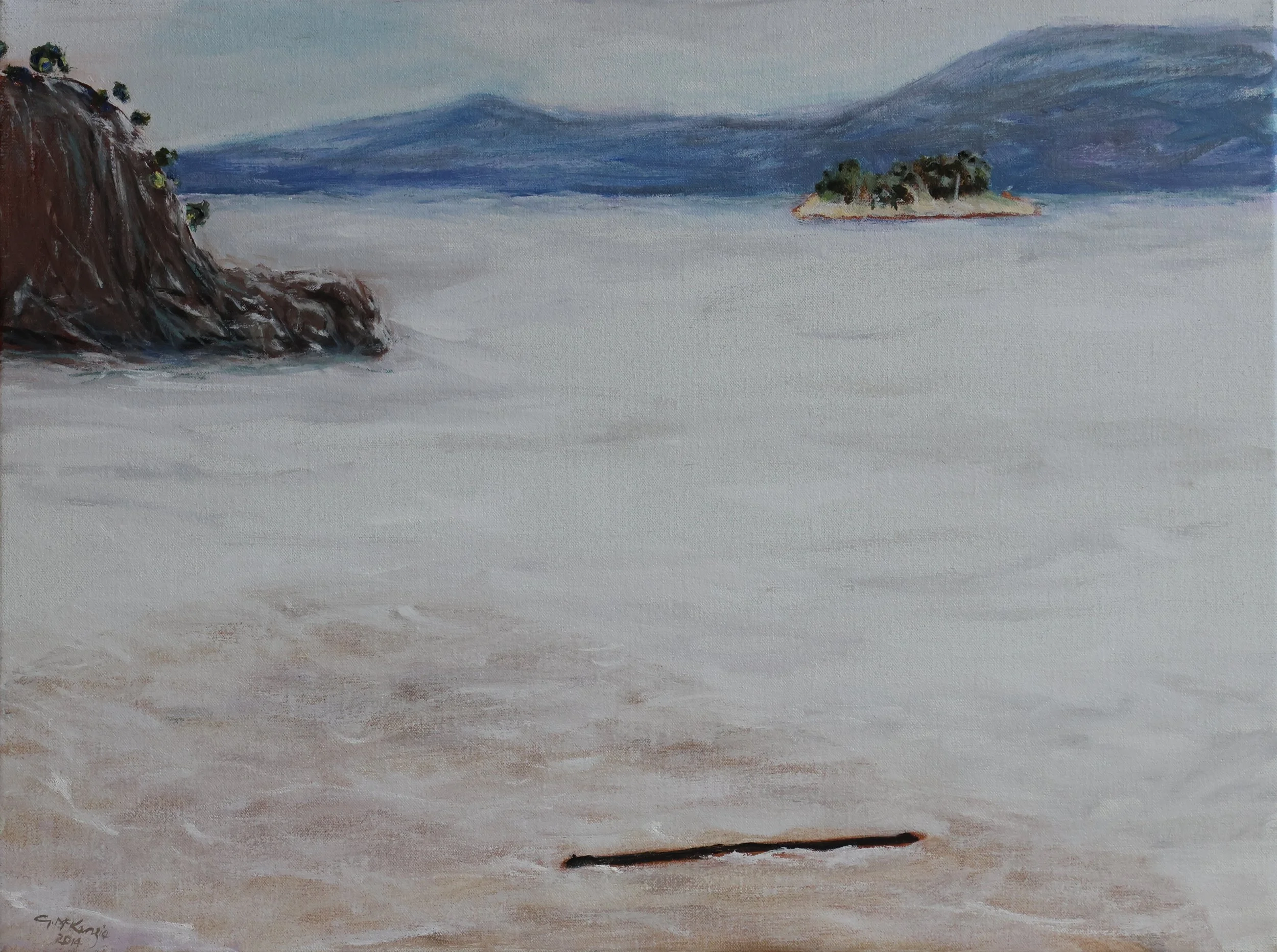 'Driftwood, Huon River', 2014, oil on canvas, 61 x 46 cm — $700