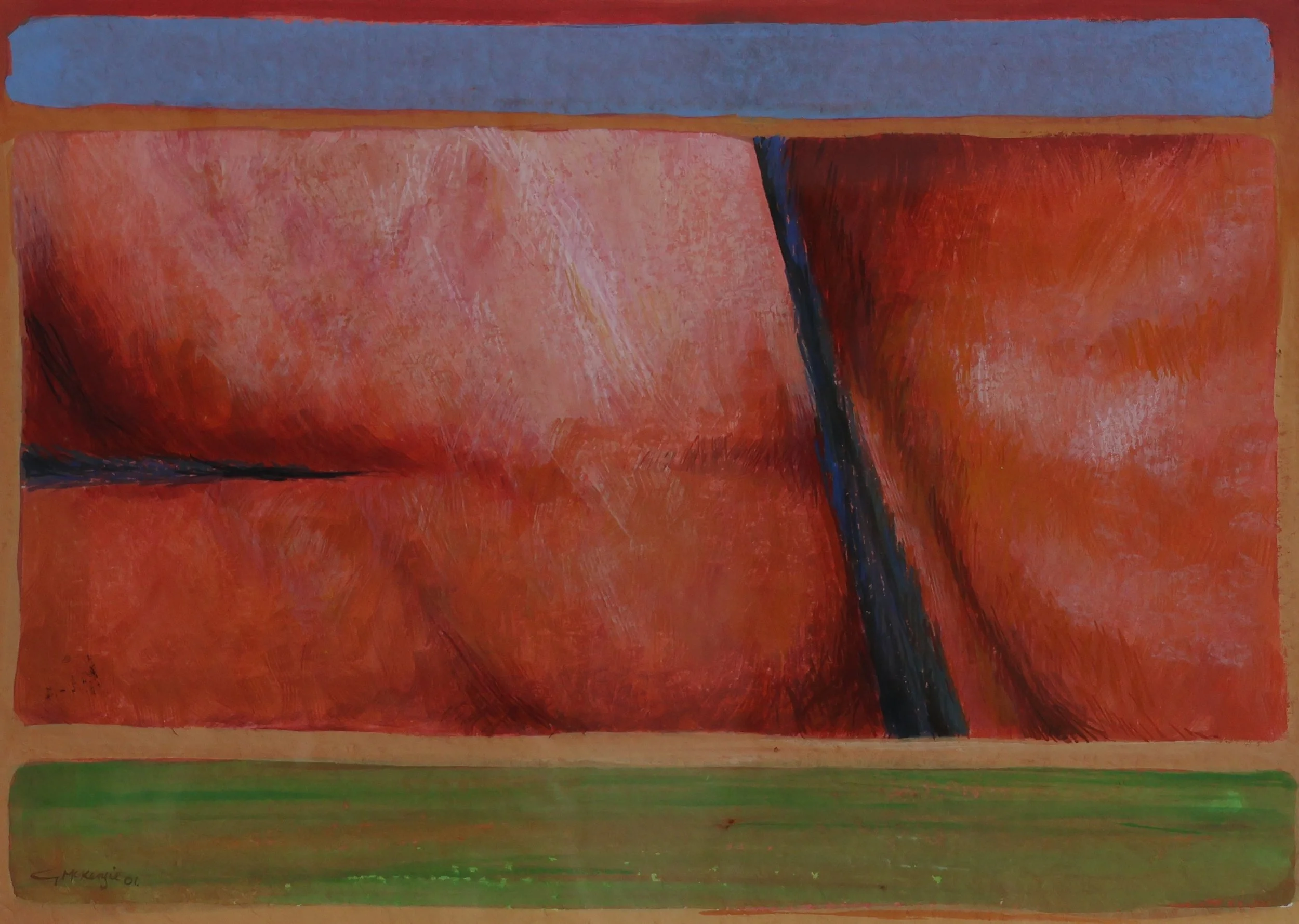 'Uluru Study 2 (Blue Red Green)', 2002, gouache on paper, 33 x 46 cm (framed) — $450