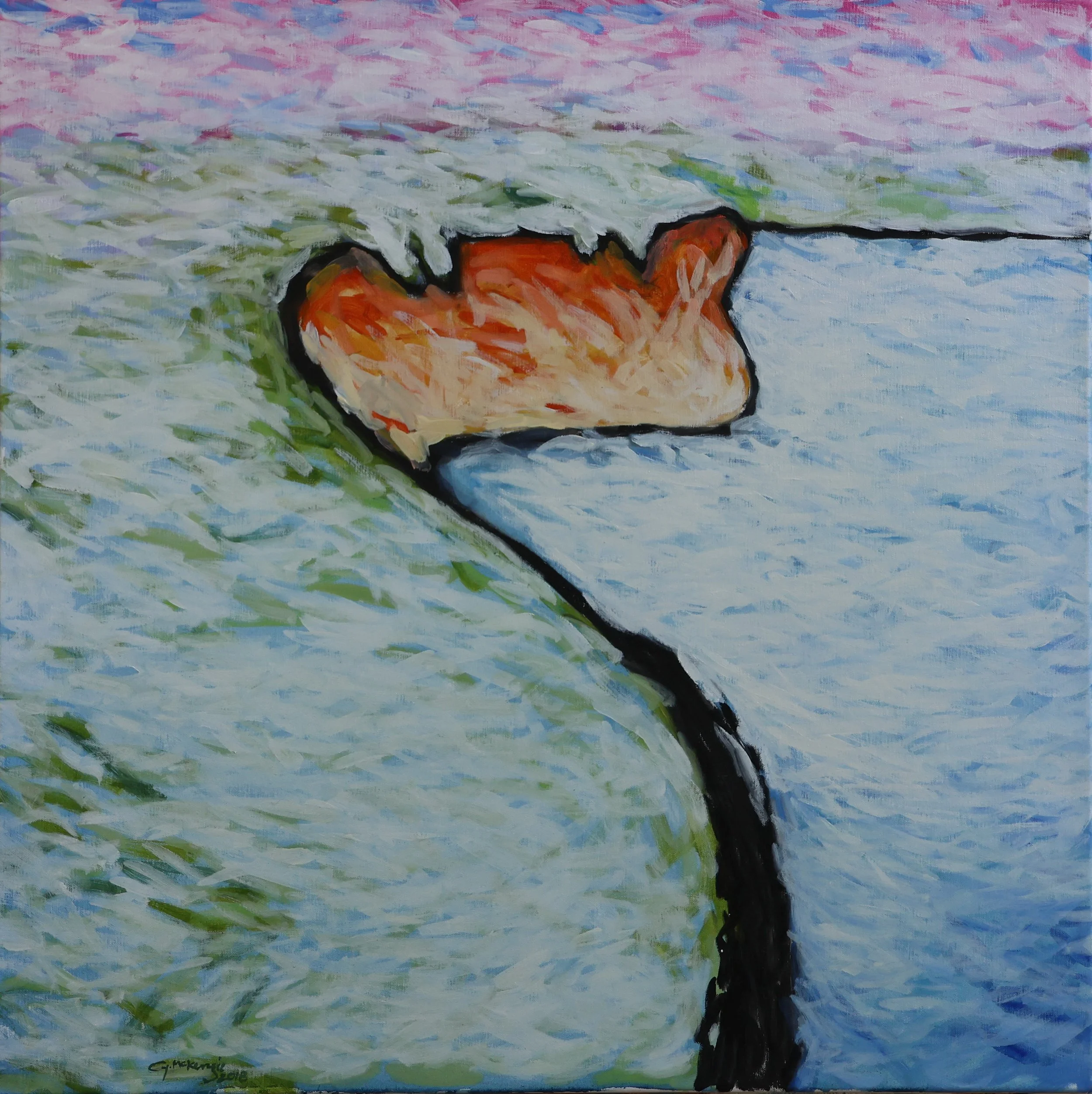 'Land's End', 2018, oil on canvas, 76 x 76 cm  — $700