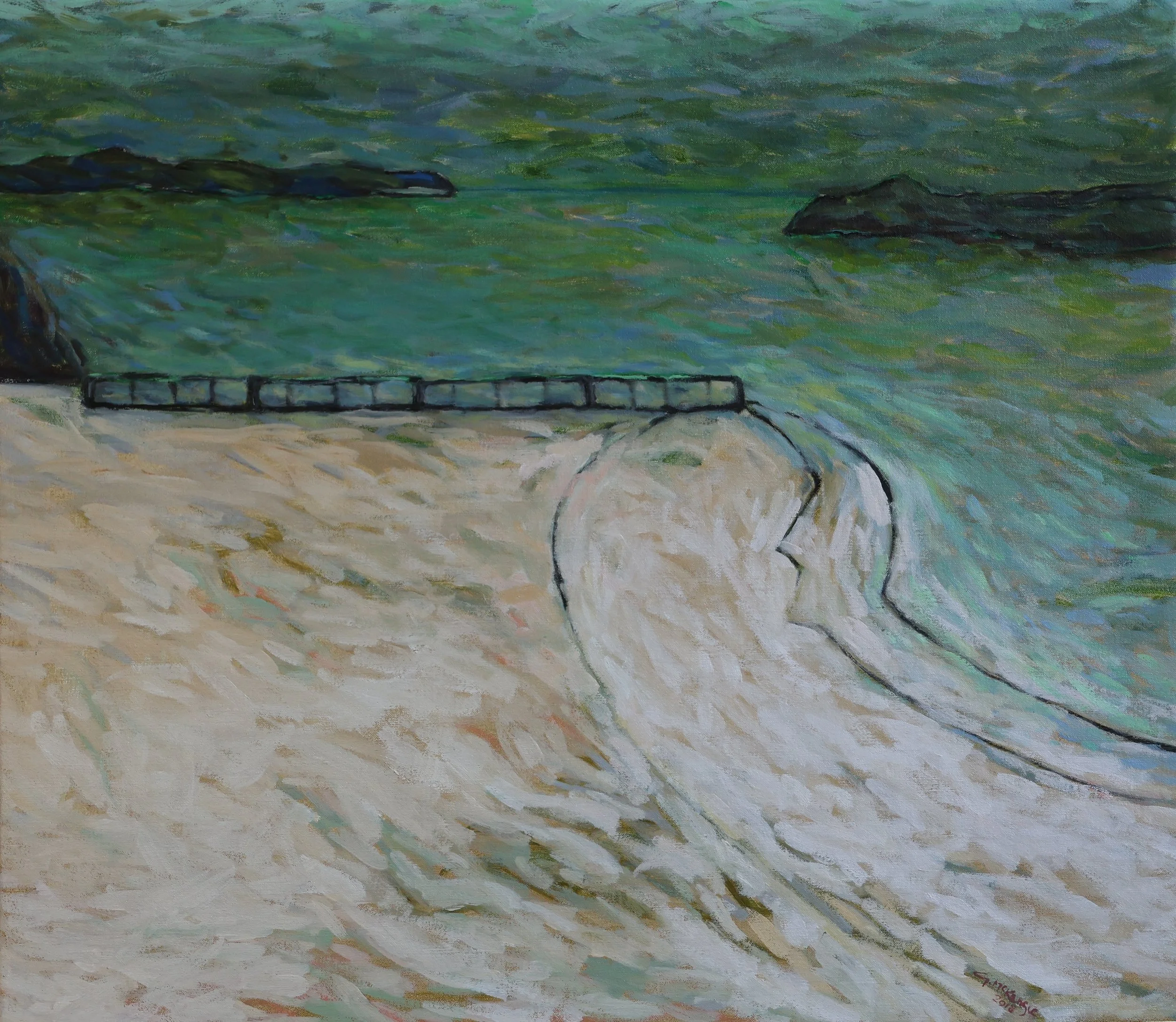'Warrnambool Sea Wall ', 2018, oil on canvas, 76 x 66 cm  — $700