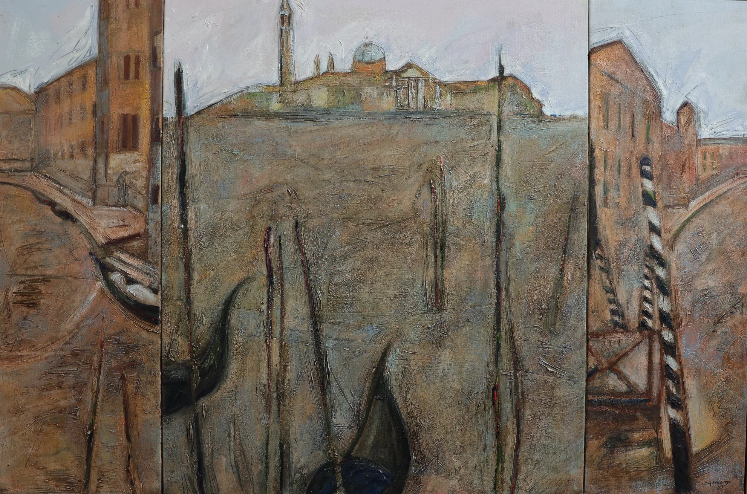 'San Giorgio Maggiore', 1993, oil and paintstick on canvas, 95.5 x 141 cm (framed) — $1,200