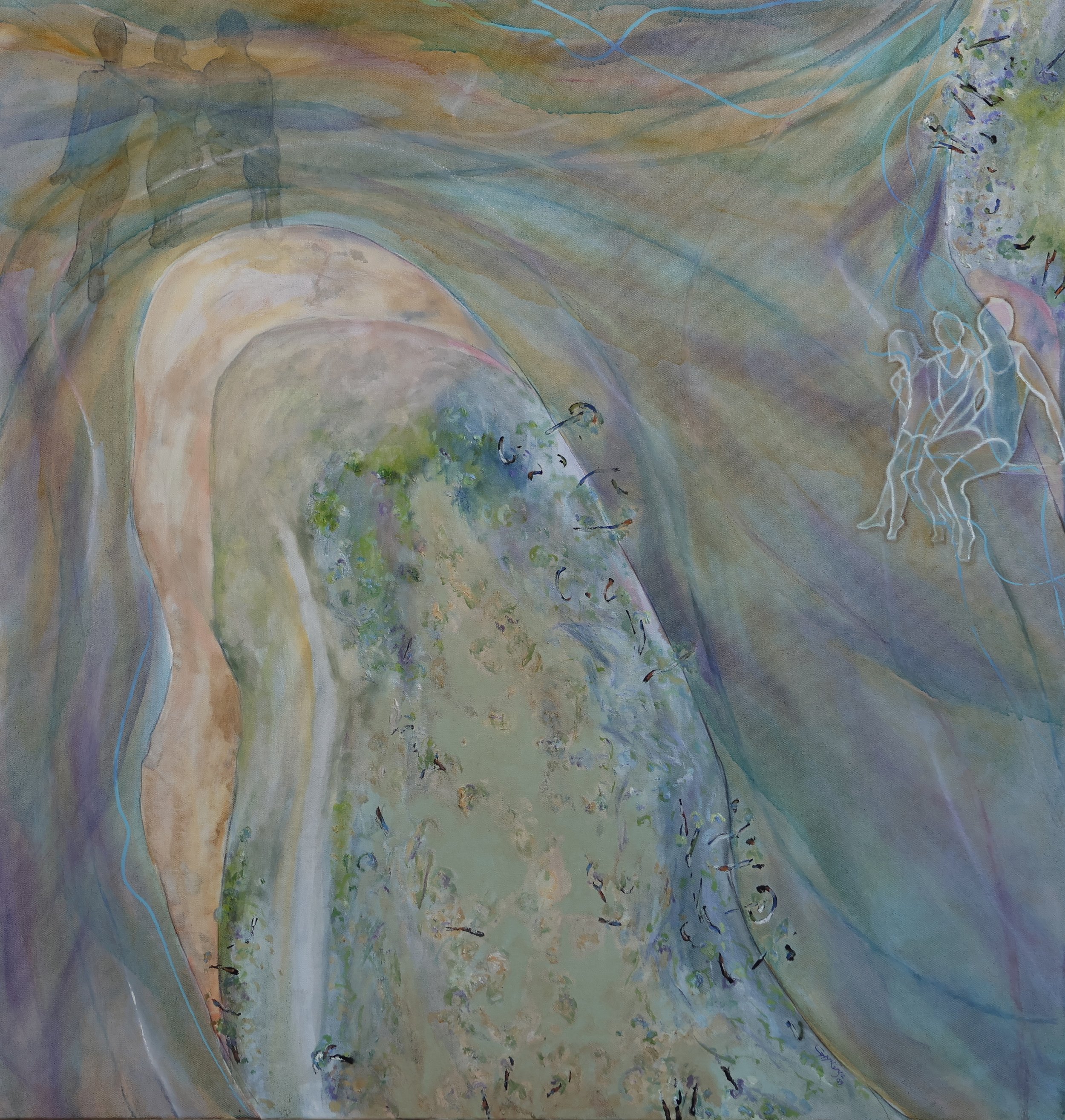 'River Bend Looking South with People', 2009, oil on canvas, 111 x 105 cm — $1,000