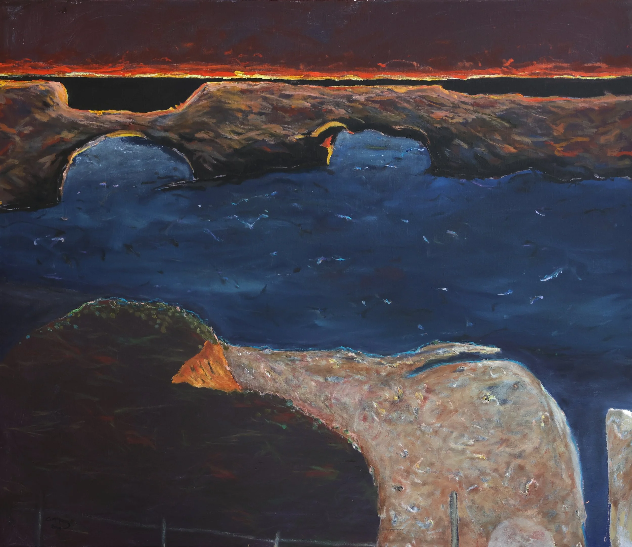 'Sunset Along The Great Ocean Road (Painting Unnamed)', 2019, oil on canvas, 97 x 112 cm — $1,000
