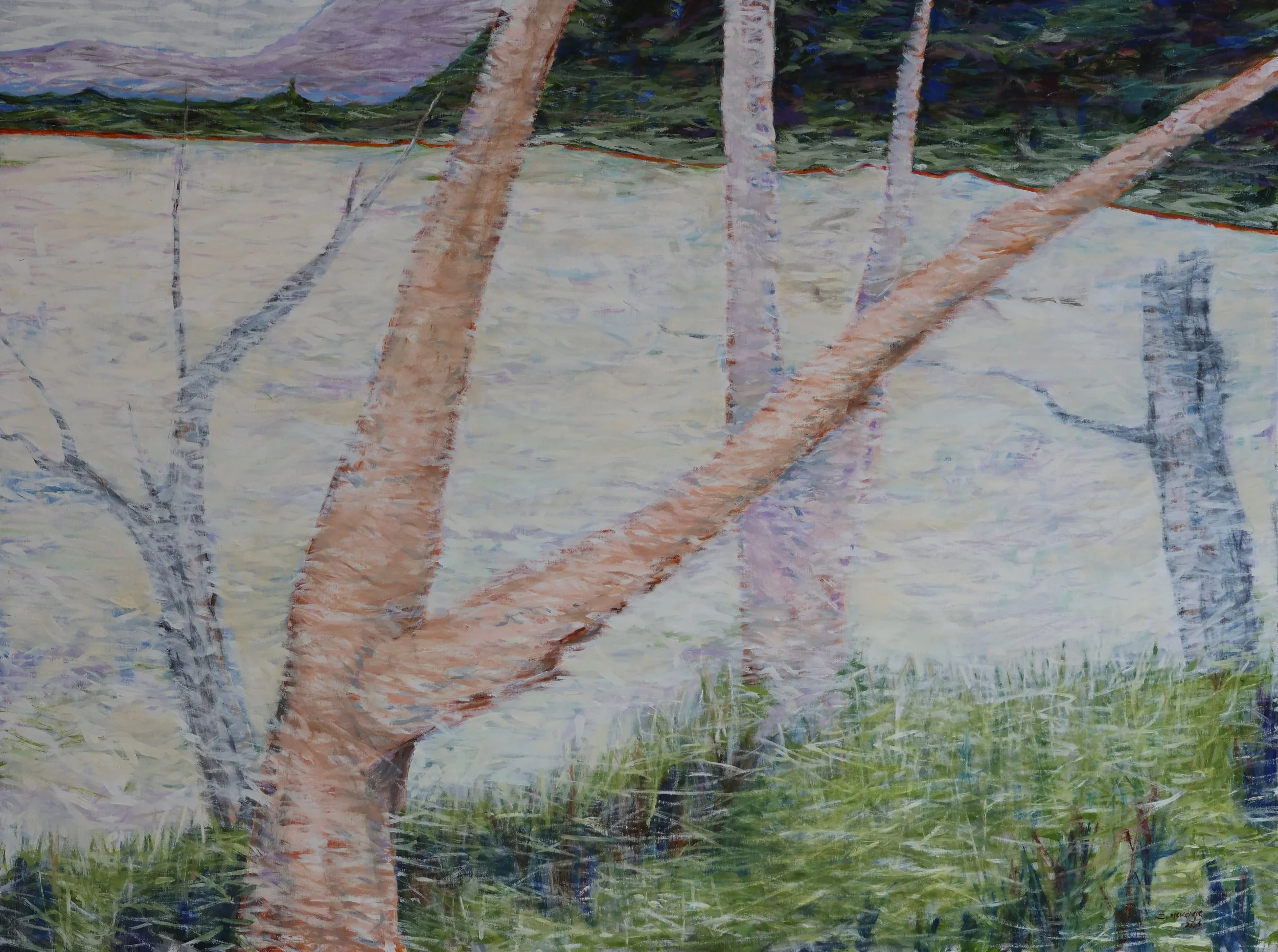 'Towards Dover, Huon River', 2014, oil on canvas, 122 x 90 cm — $950