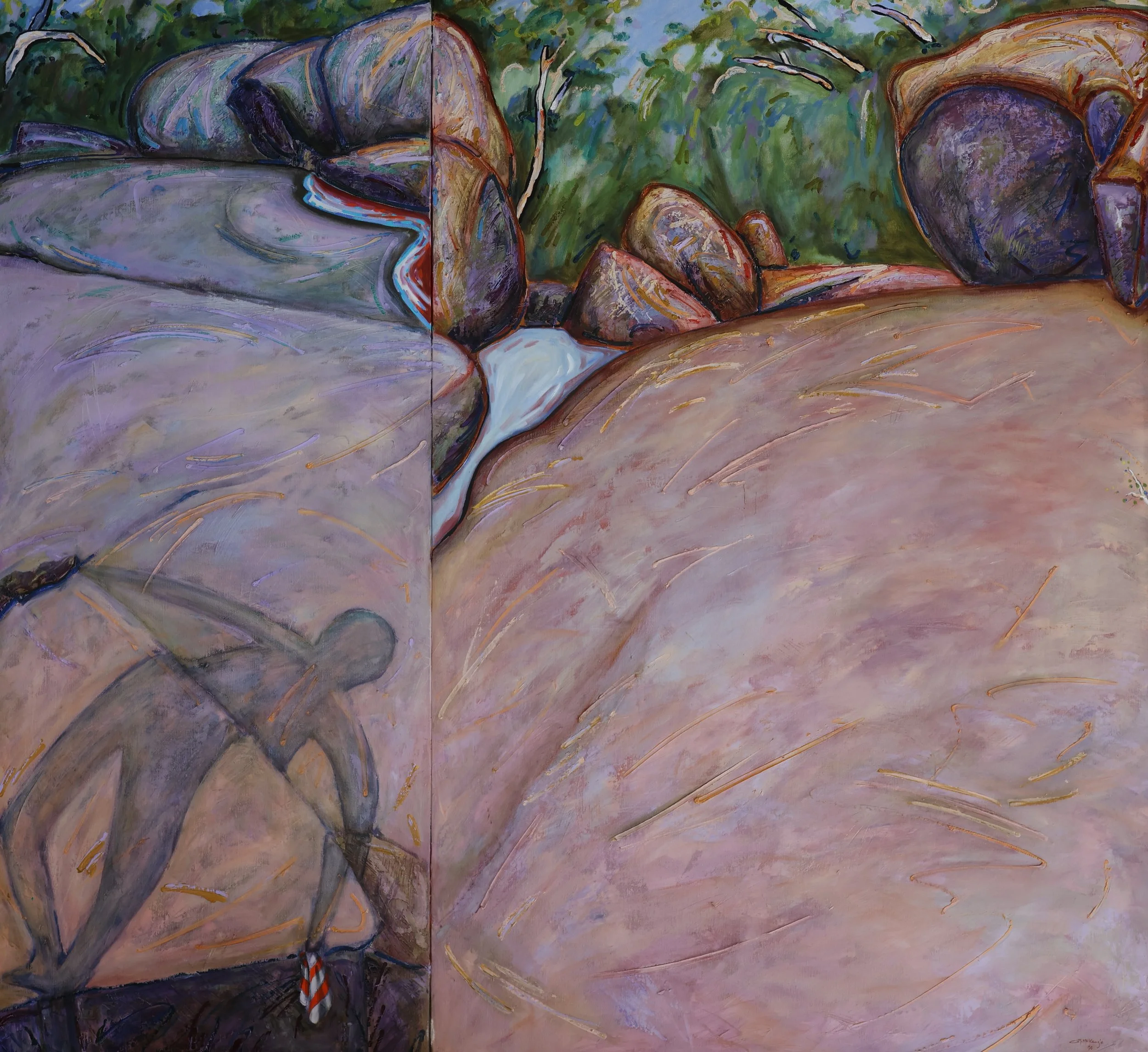 'Genoa Landscape', 1990, oil and paintstick on canvas, 185 x 199.5 cm (framed) — $3,000