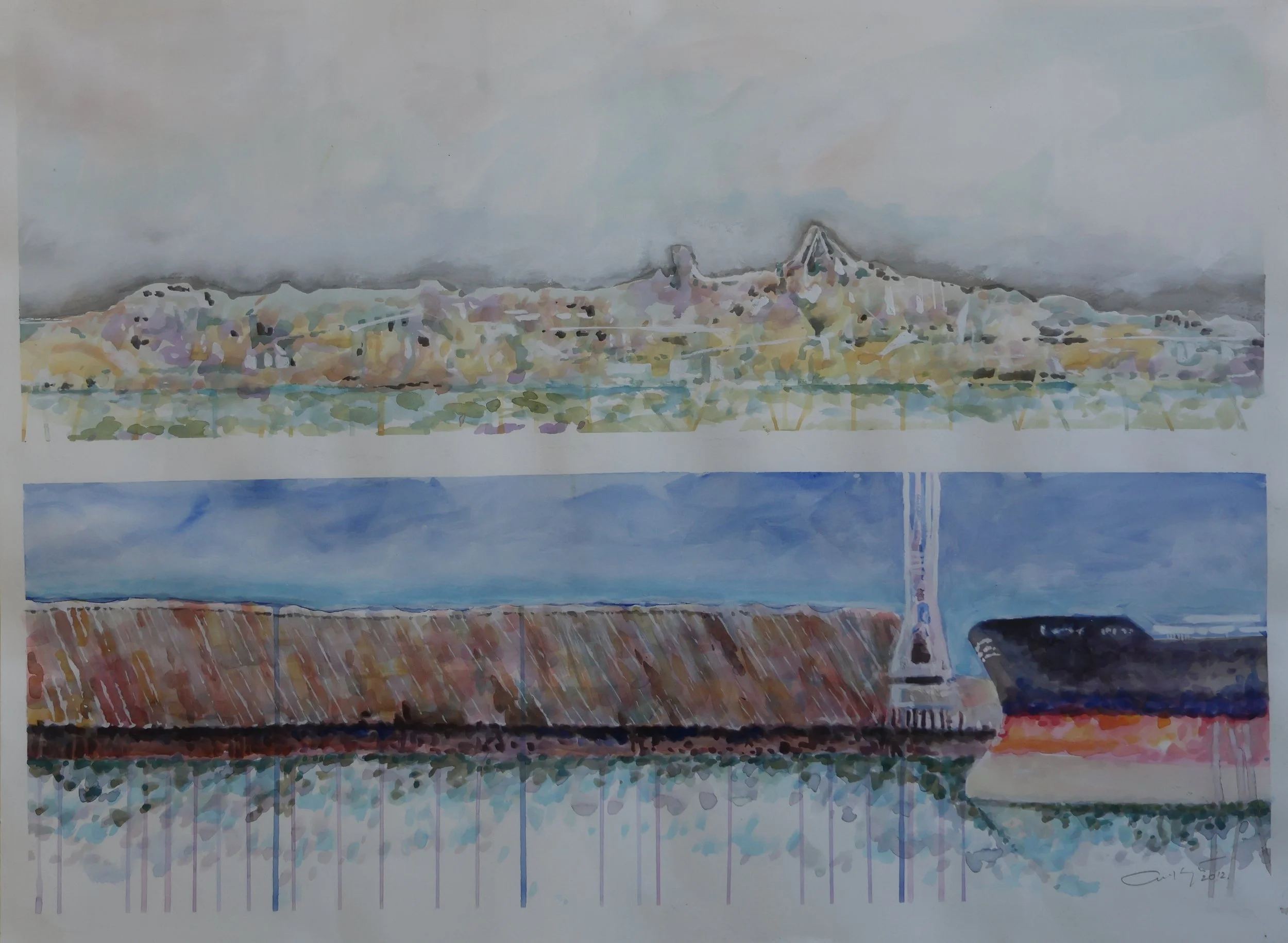 'Rusty Roof', 2012, gouache on paper, 87 x 67 cm (framed) — $700