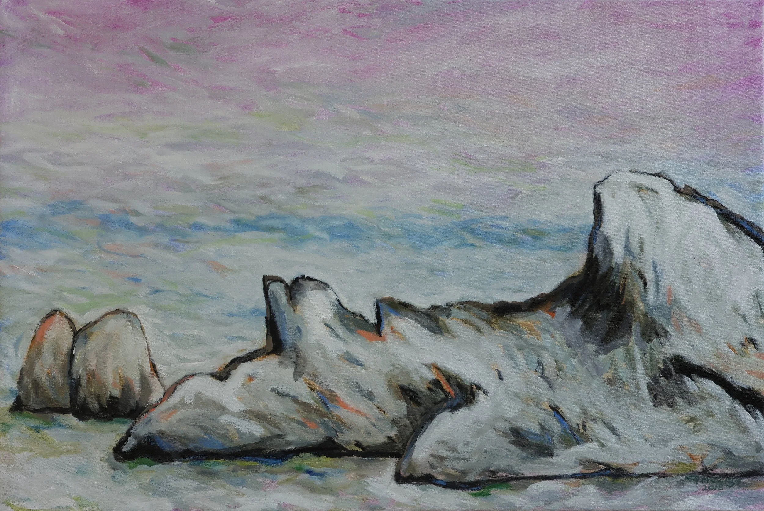 'Point Roadknight', 2018, oil on canvas, 56 x 84 cm — $700