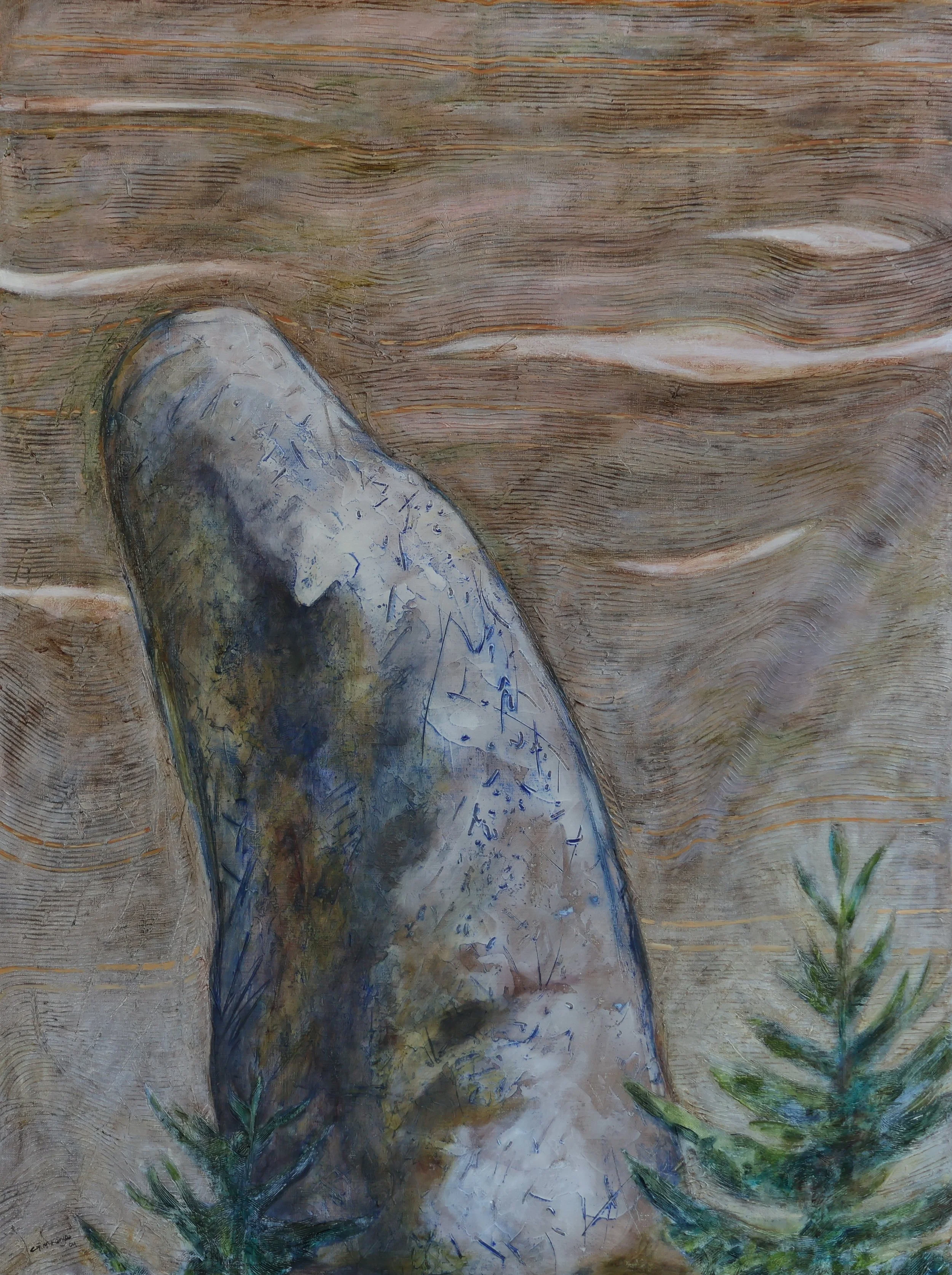 'Standing Alone Lancefield', 2004, acrylic and oil on canvas, 122 x 91 cm (framed) — $1,200
