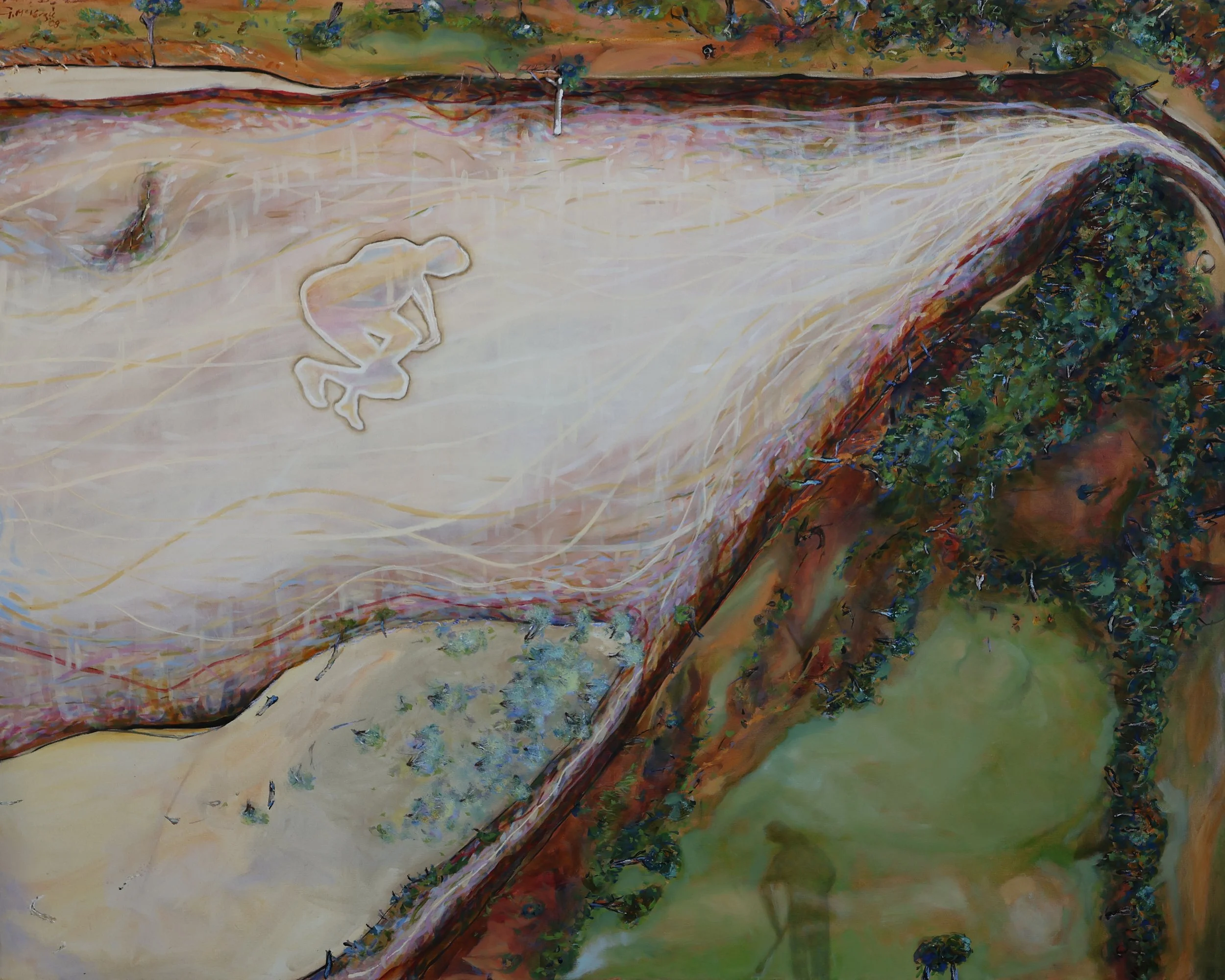'Yarra River West of Sandbar with Boy', 2008, oil on canvas, 152 x 122 cm — $2,000