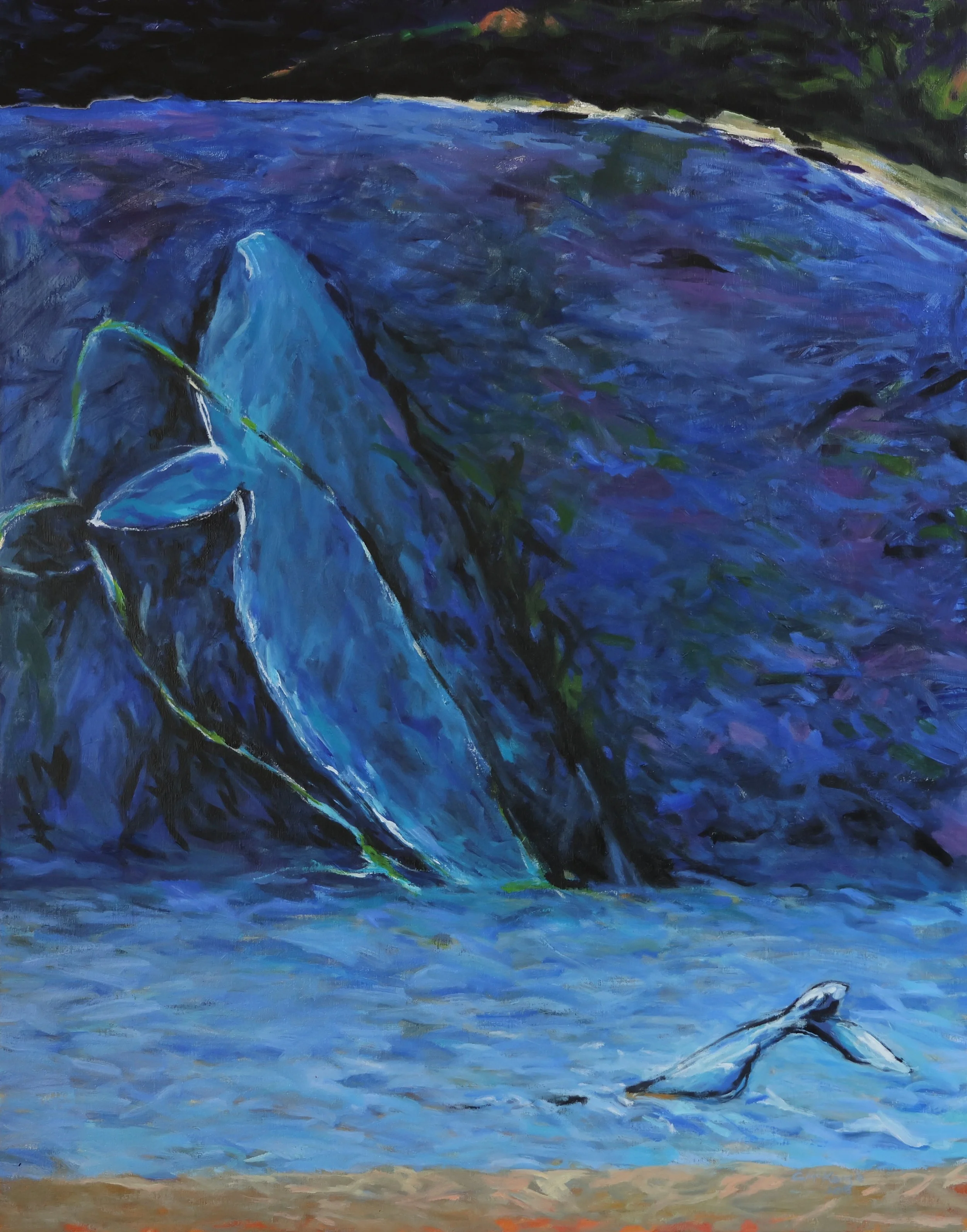 'A Night Swim', 2018, oil on canvas, 107 x 84 cm — $900