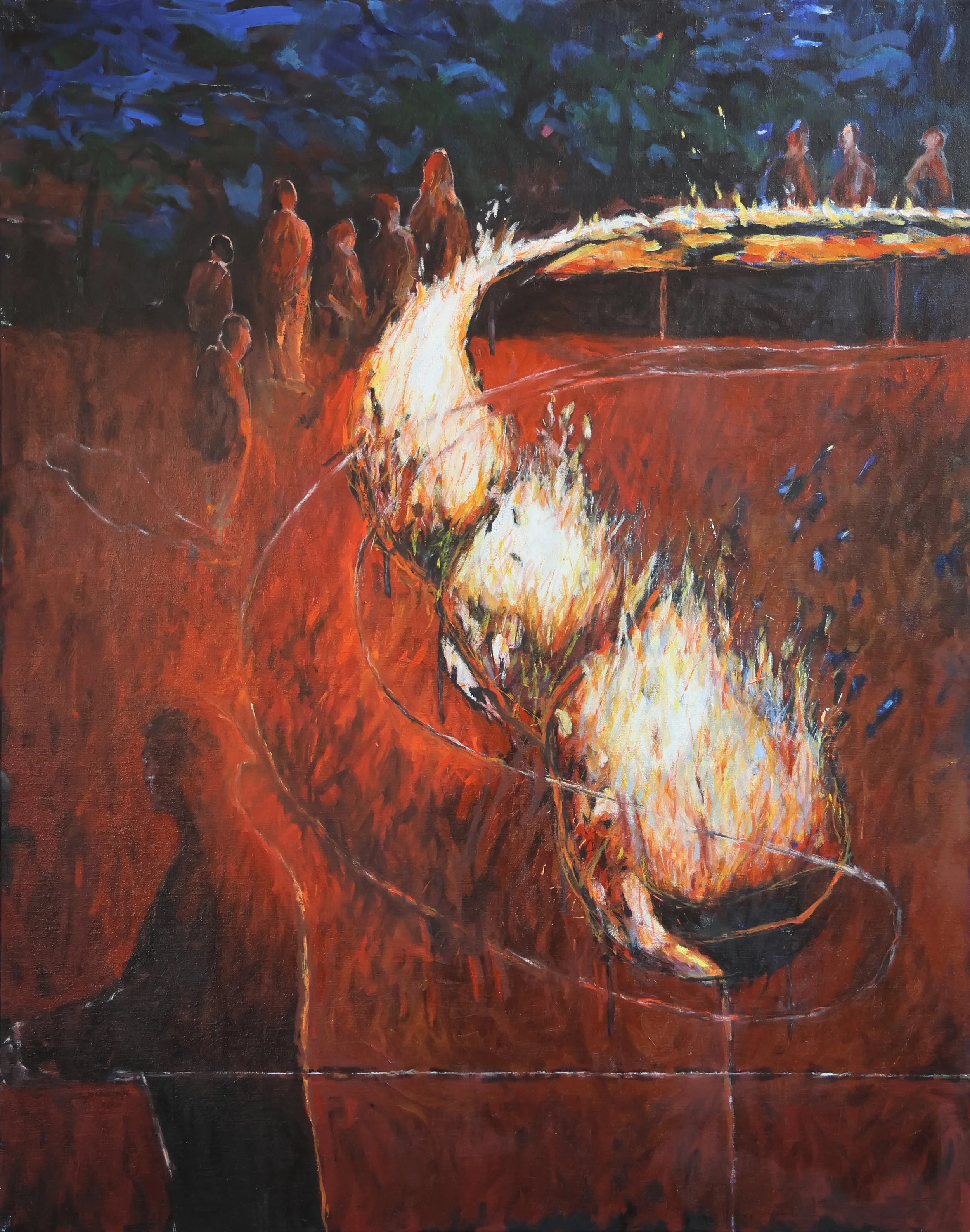 'Fire Pit Botanical Gardens', 2018, oil on canvas, 122 x 97 cm — $1,200