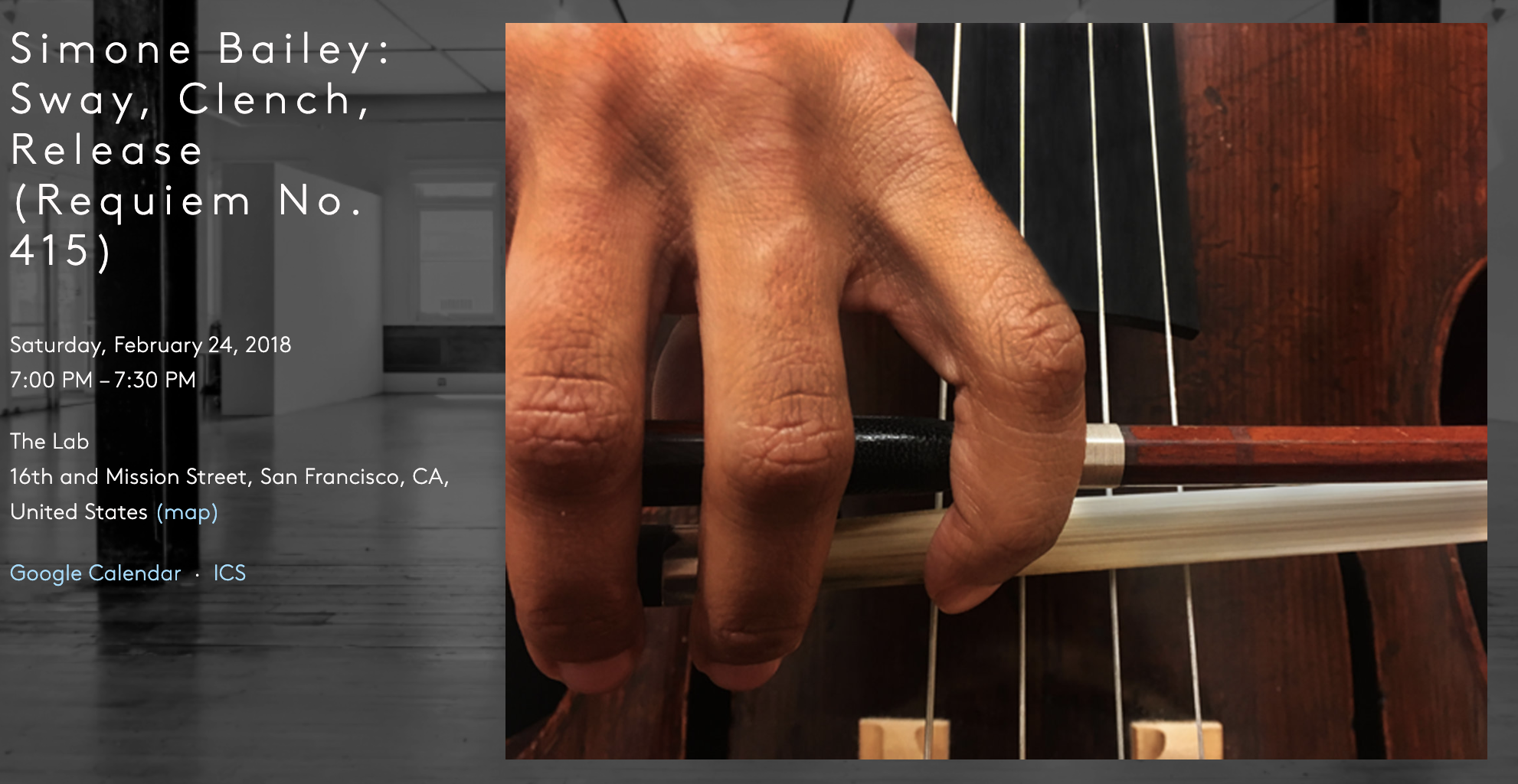 The LAB/SF MOMA, "Sway, Clench, Release (Requiem No. 415)" - Simone Bailey
