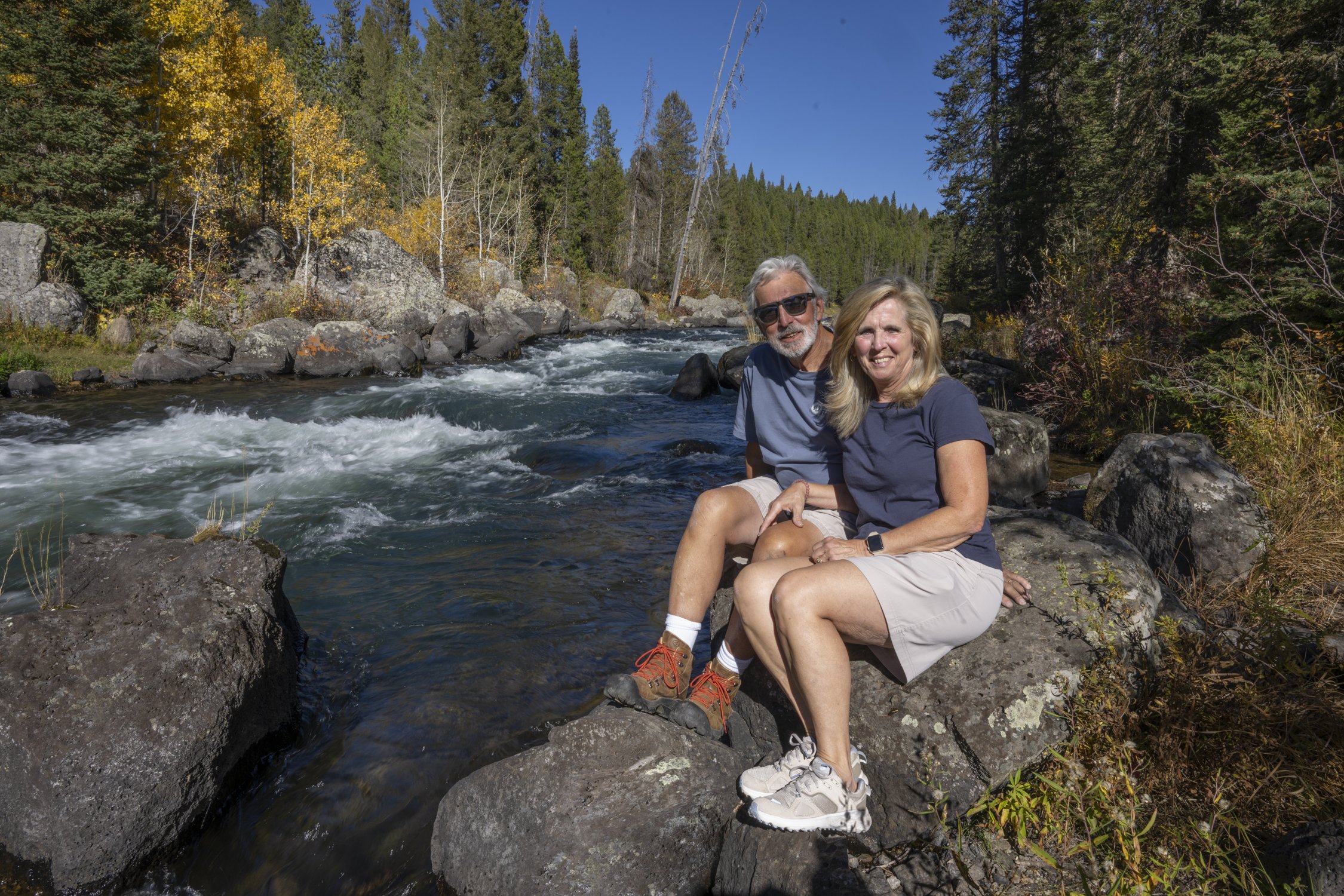Stan Dunlap and his wife enjoying the fall sun and scenery of southeastern Idaho