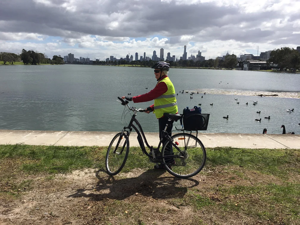 Across Albert Park Lake.