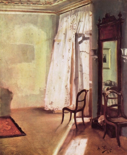 Balcony Room Adolph von Menzel, 1847 畫中無人,右邊有一面鏡,反照室內動靜。