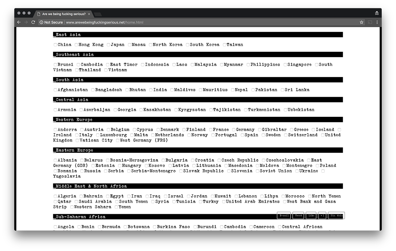 _list of country(1/2)_Select Terrorism Data Search Criteria: (1)Year from 1980 - present; (2)Attack Type; (3)Country