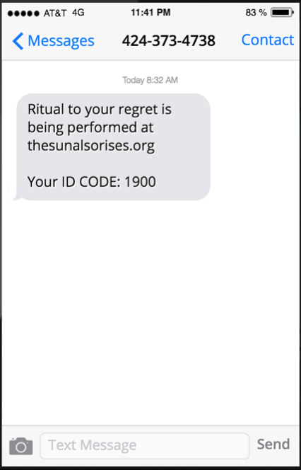 Once the participant finishes recording, she or he receives a text message with unique url directing to the web page where the Cyber Monk performs personalized ritual to the participant's regret.