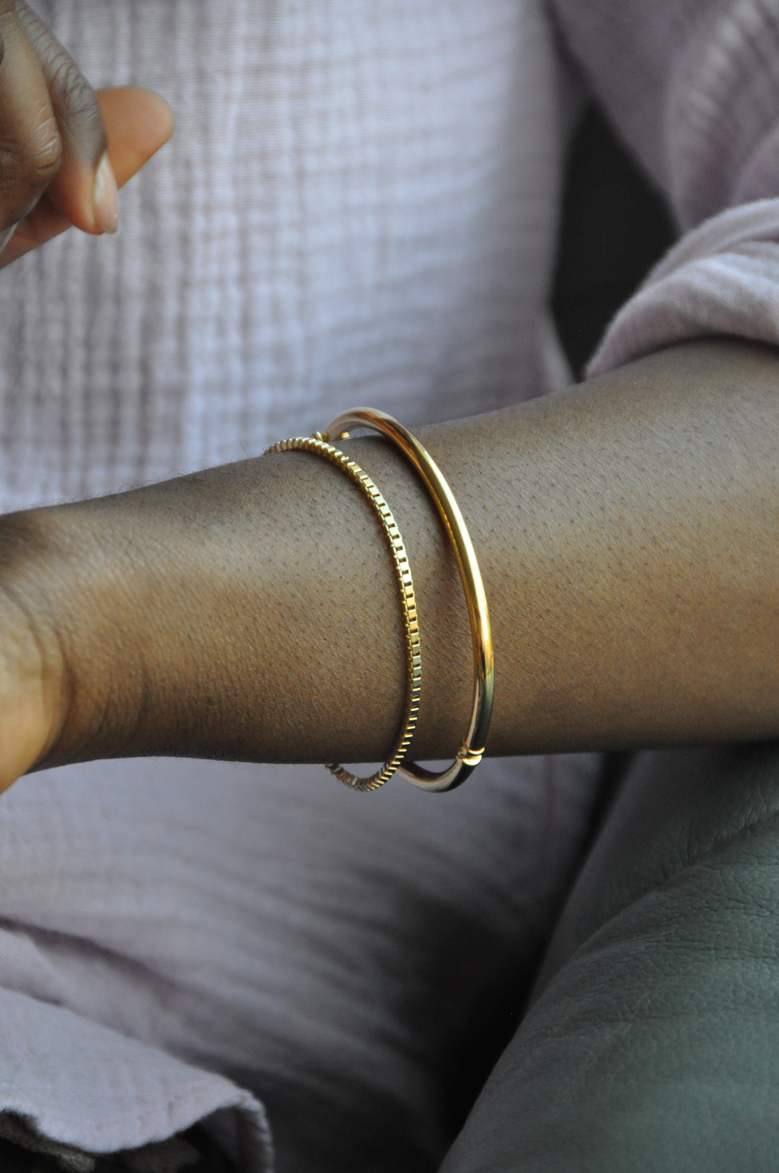 Gold Oval Bangle - Emily Grace Jewellery