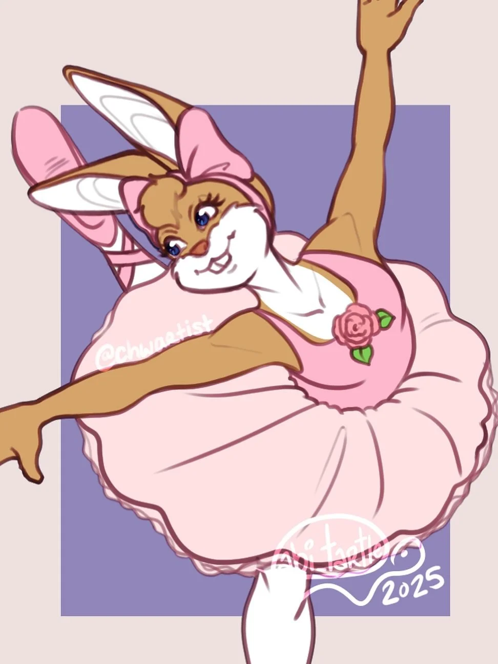 OC# 47! Belonging to @chwartist 

They have a fun Looney Tunes-esque style! Go check their art out! 

🎨 #art #artist #ballerina #looneytunes #digitalart #cartoon #rabbit #characterdesign #ocdesign #artrequest #ballet