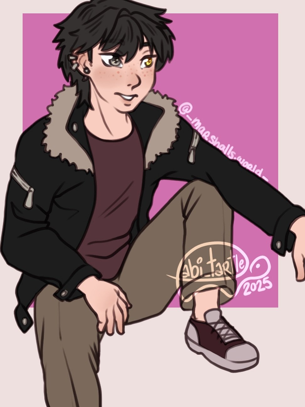 OC # 48! Belonging to @_marshalls.world_ on Threads! This is their Percy Jackson-inspired character, a child of Hades. I love his heterochromatic eyes. 

🎨 #art #artist #digitalart #ocrequest #artrequest #characterdesign #characterart #oc #ocart #pe