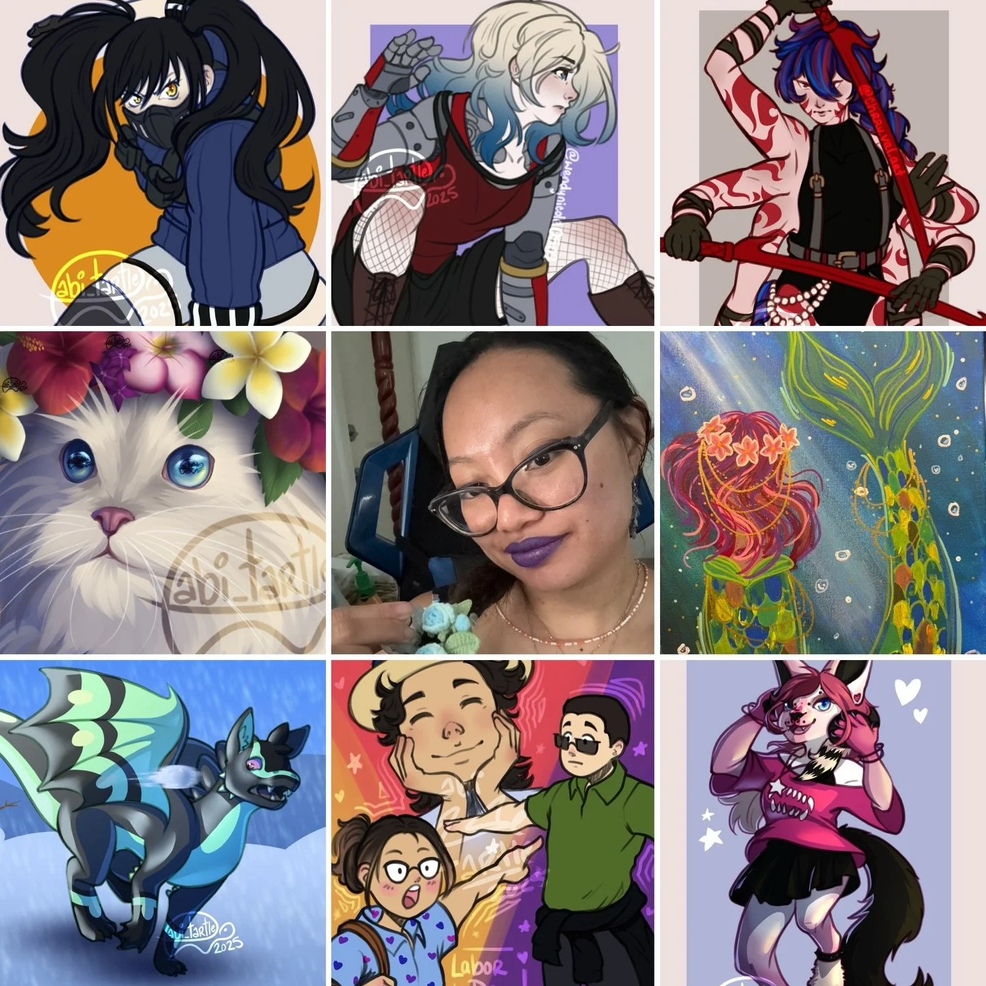 #artvsartist2025!! 
This year has been craaazy. I got two jobs, and one is as a painting instructor! A lot of my art this year were others&rsquo; OCs, and I almost did 50 digital artworks this year! Which is a big step from previous. I also gained 43