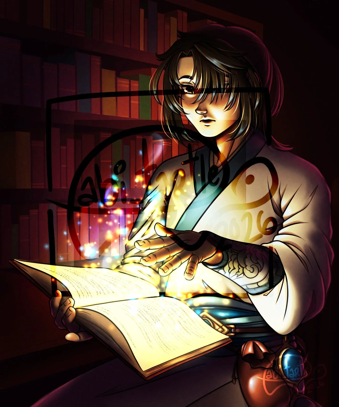 Honestly, still amazed on how well Jiseok turned out. 😊 The most detail I&rsquo;ve done in a WHILE. It feels nice getting back to it. 
.
.
.
🎨 #wizard #fypageシ゚ #dungeonsanddragonscharacter #dndart #characterdesign